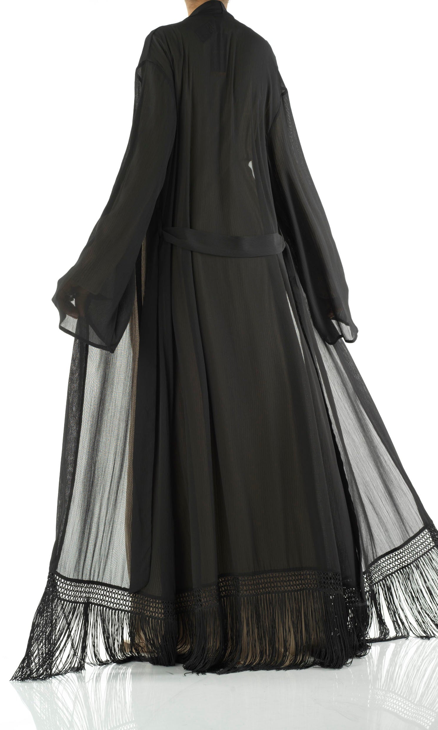 Effortlessly chic fringe cardigan abaya Kabayare