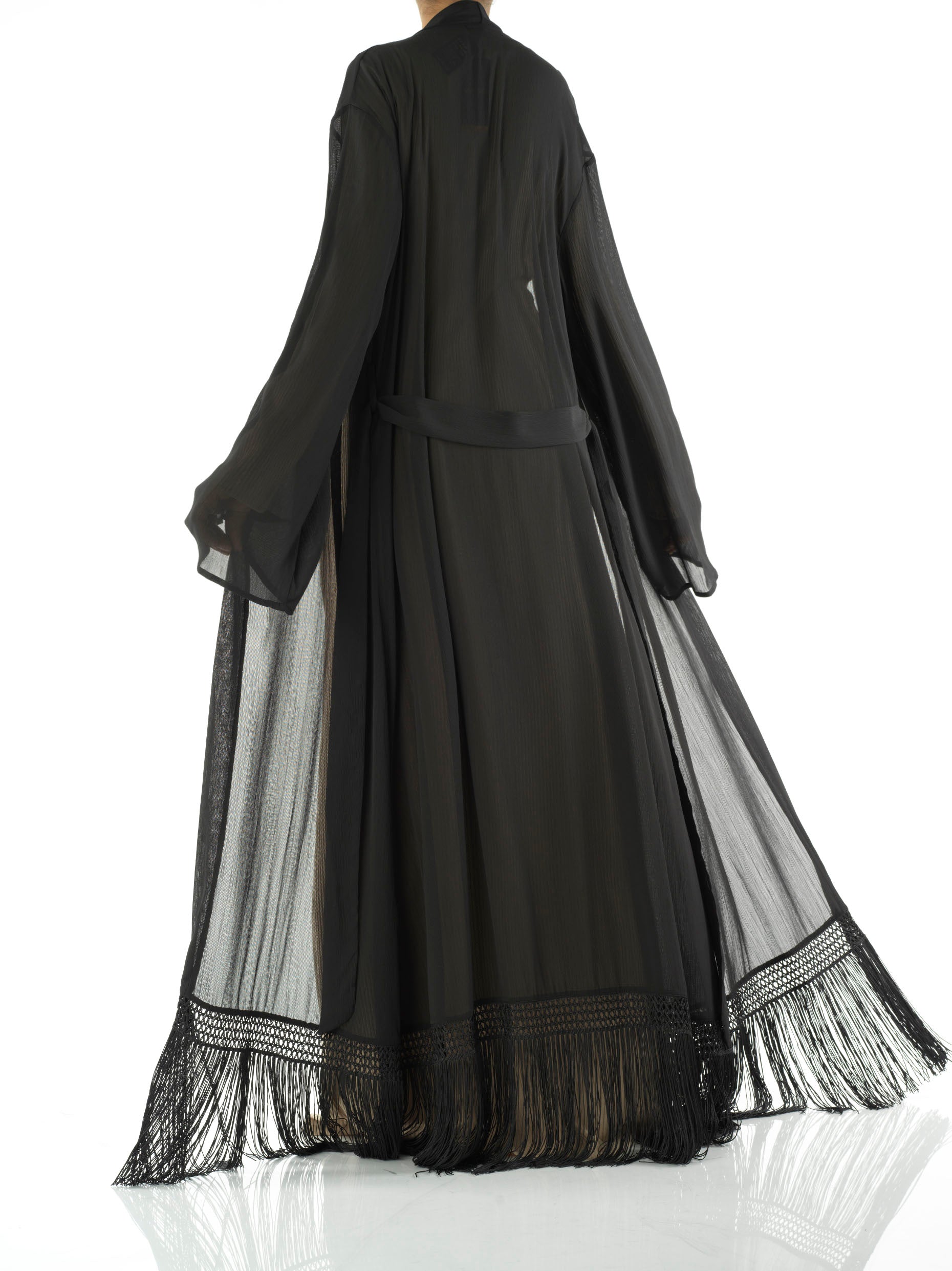 Effortlessly chic fringe cardigan abaya Kabayare