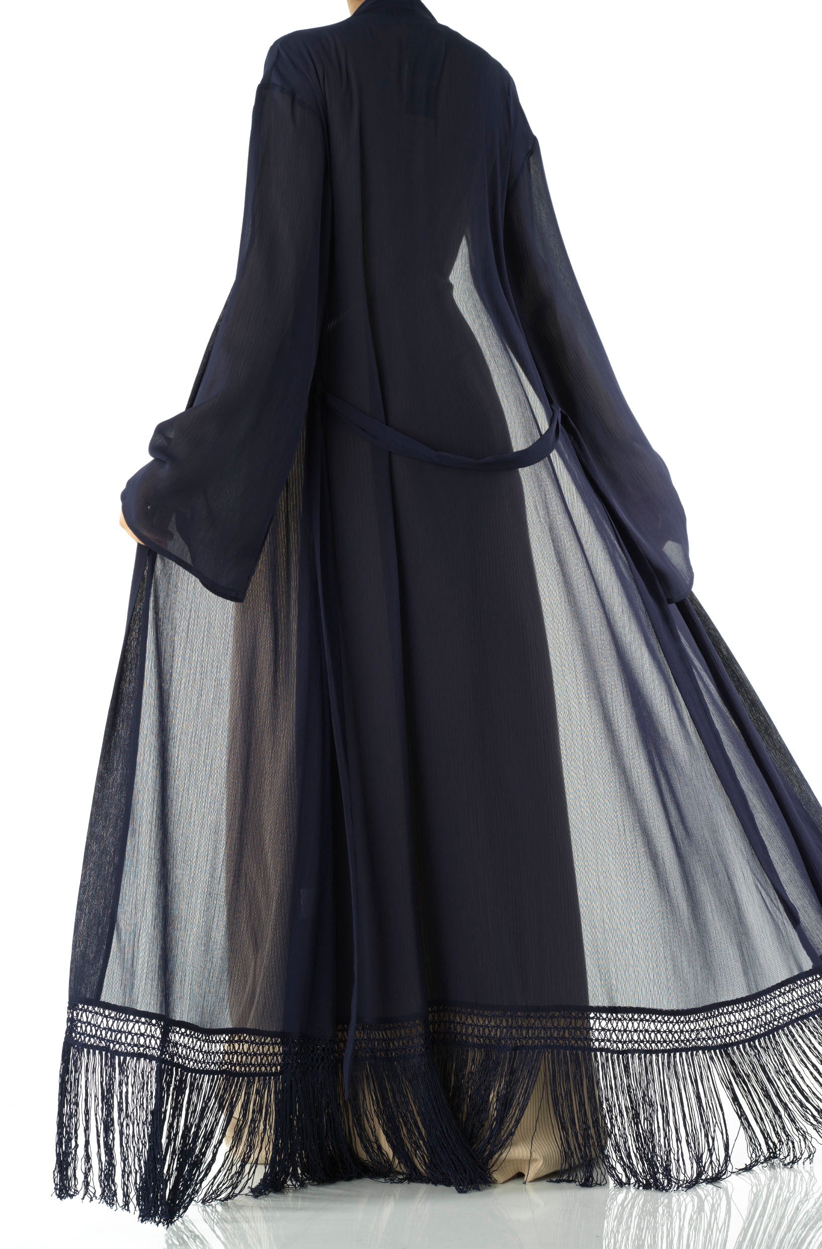 Effortlessly chic fringe cardigan abaya Kabayare
