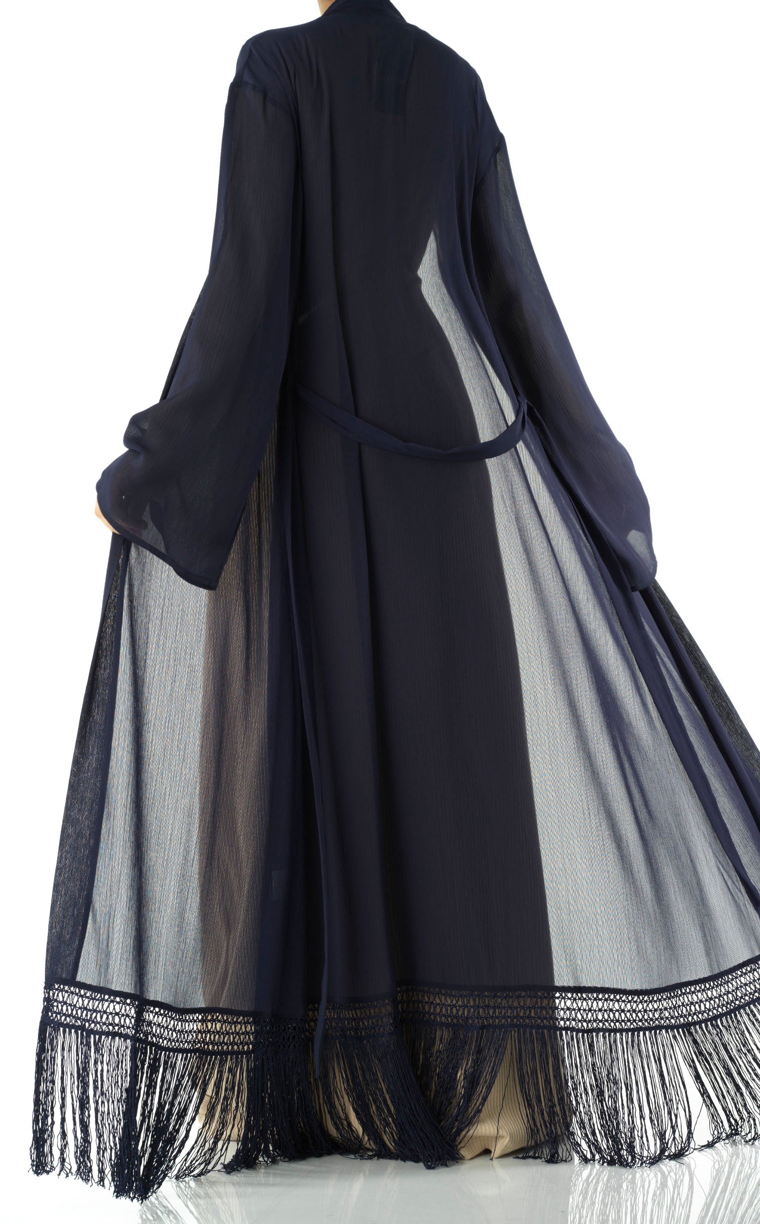 Effortlessly chic fringe cardigan abaya Kabayare