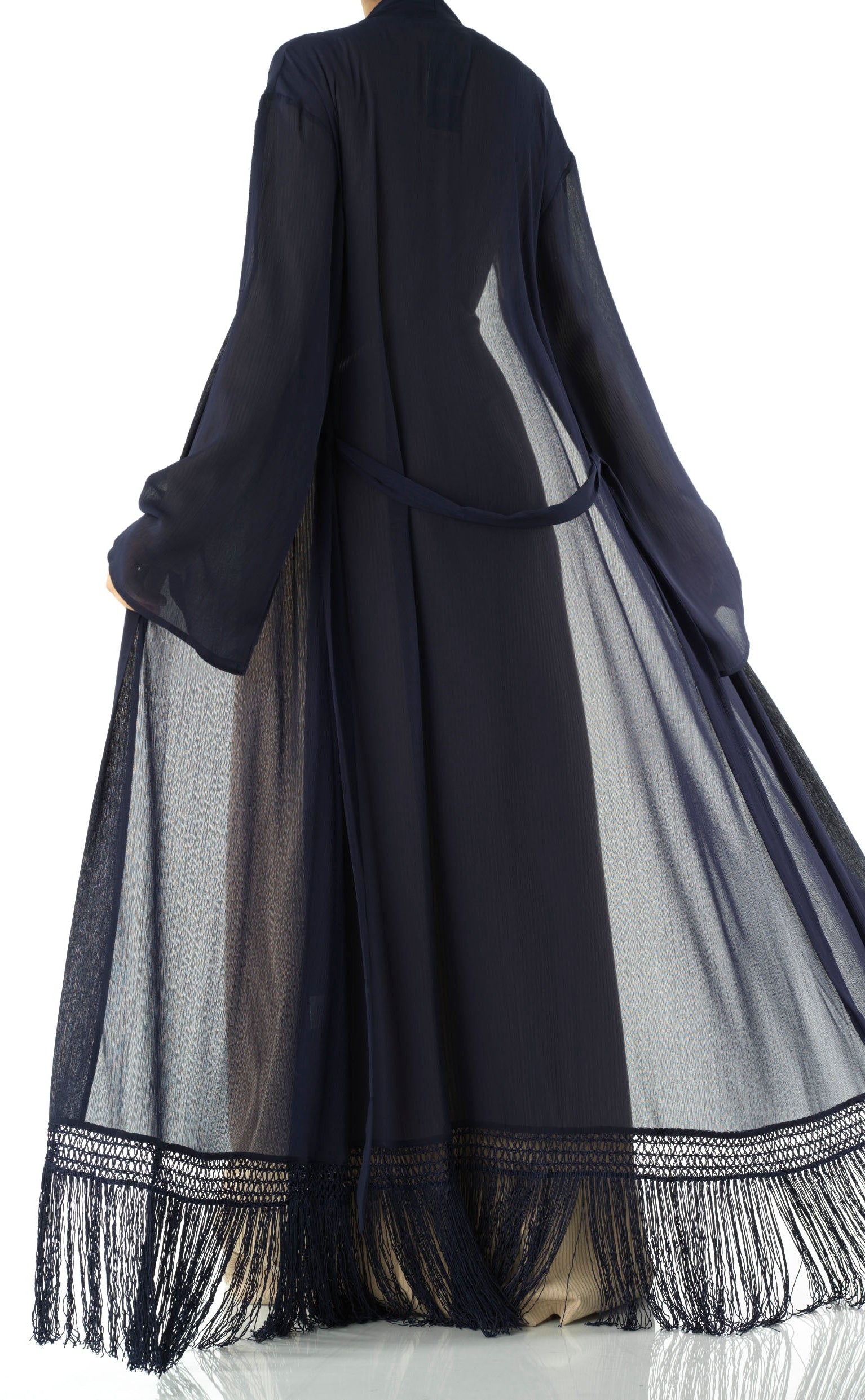 Effortlessly chic fringe cardigan abaya Kabayare