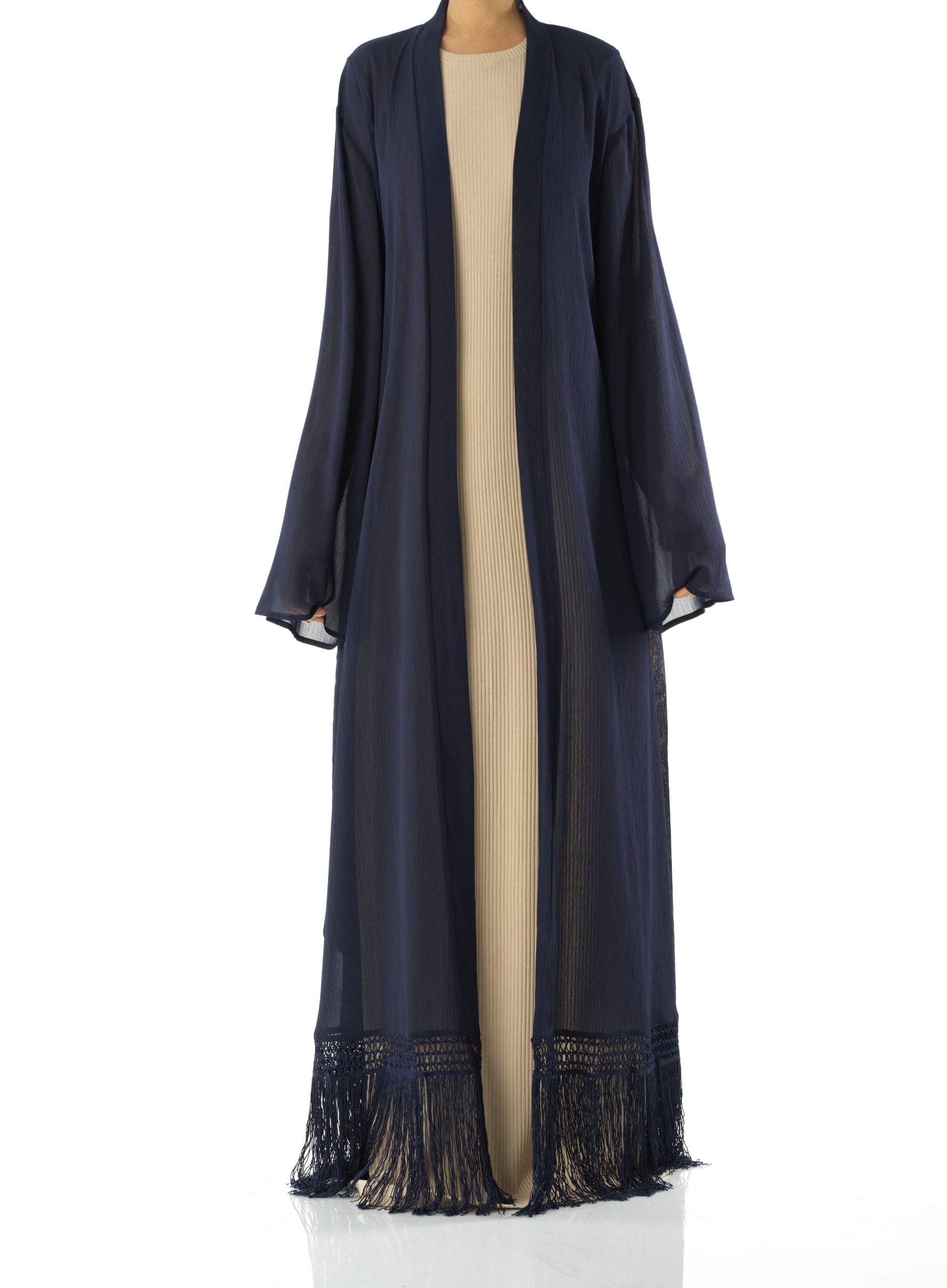 Effortlessly chic fringe cardigan abaya Kabayare