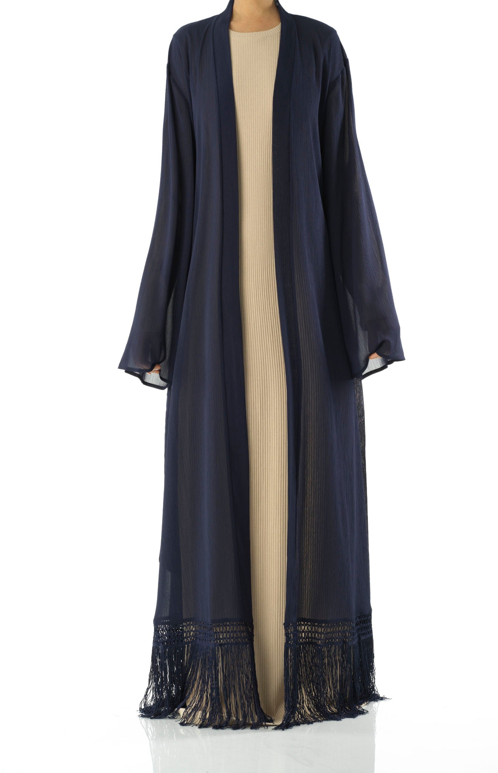 Effortlessly chic fringe cardigan abaya Kabayare
