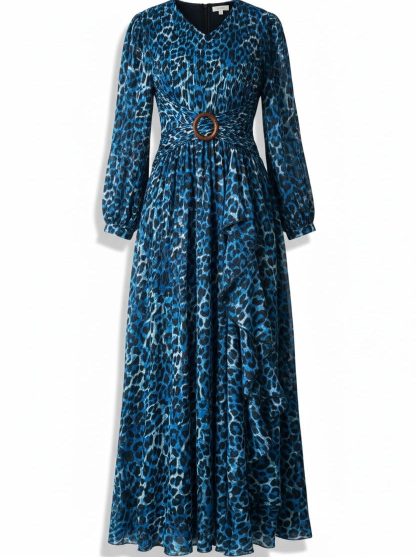 Electric Blue cheetah print maxi dress Kabayare