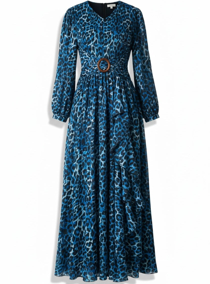 Electric Blue cheetah print maxi dress Kabayare