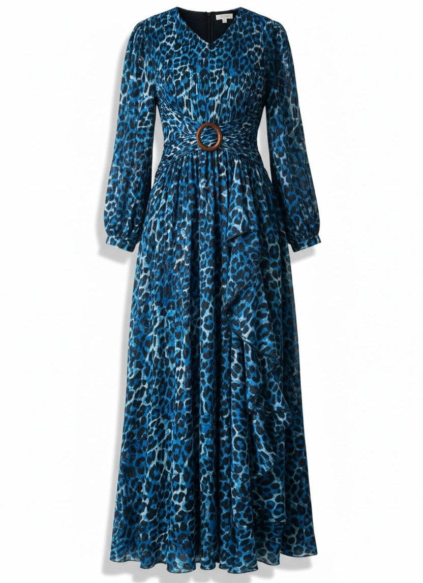 Electric Blue cheetah print maxi dress Kabayare