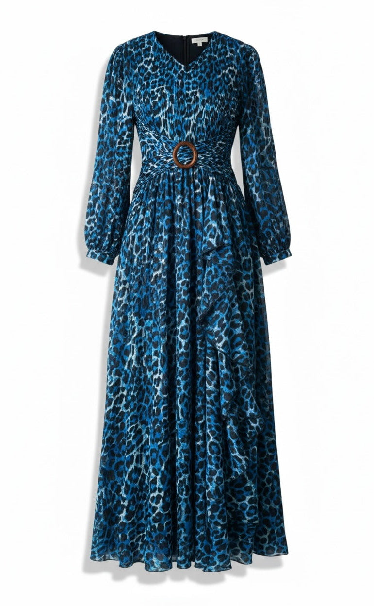 Electric Blue cheetah print maxi dress Kabayare