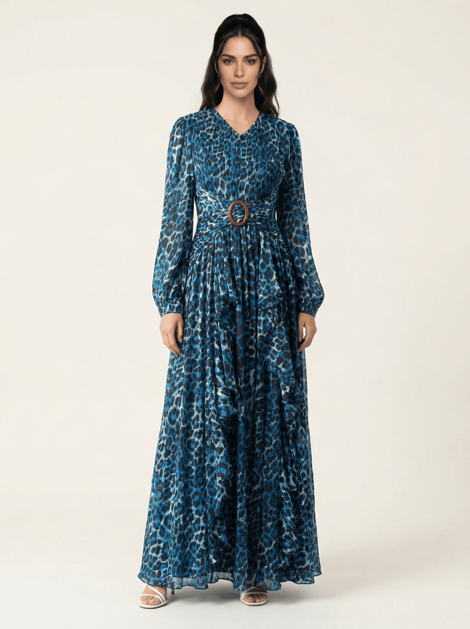 Electric Blue cheetah print maxi dress Kabayare