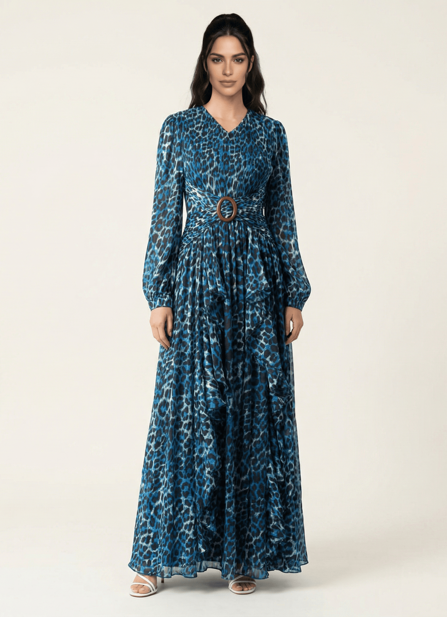 Electric Blue cheetah print maxi dress Kabayare