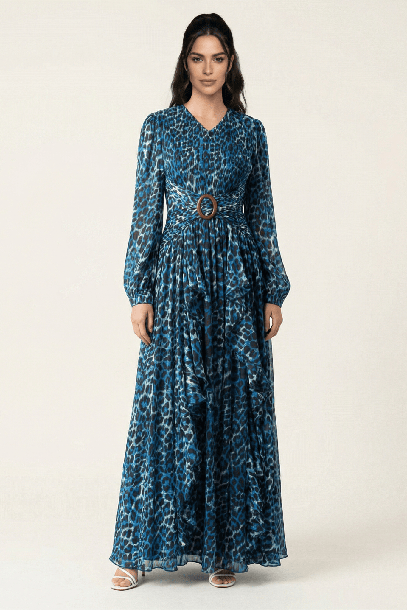 Electric Blue cheetah print maxi dress Kabayare