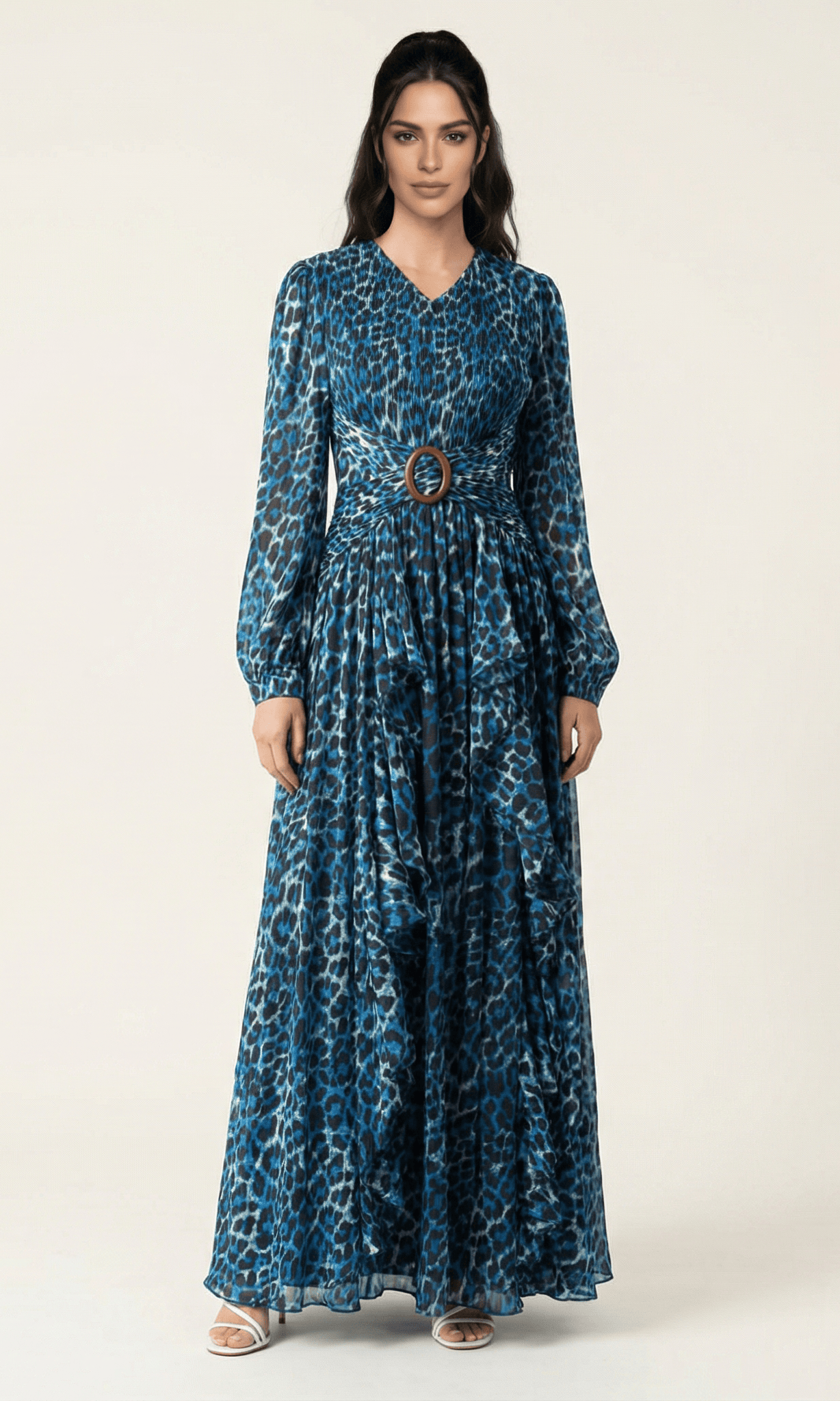Electric Blue cheetah print maxi dress Kabayare