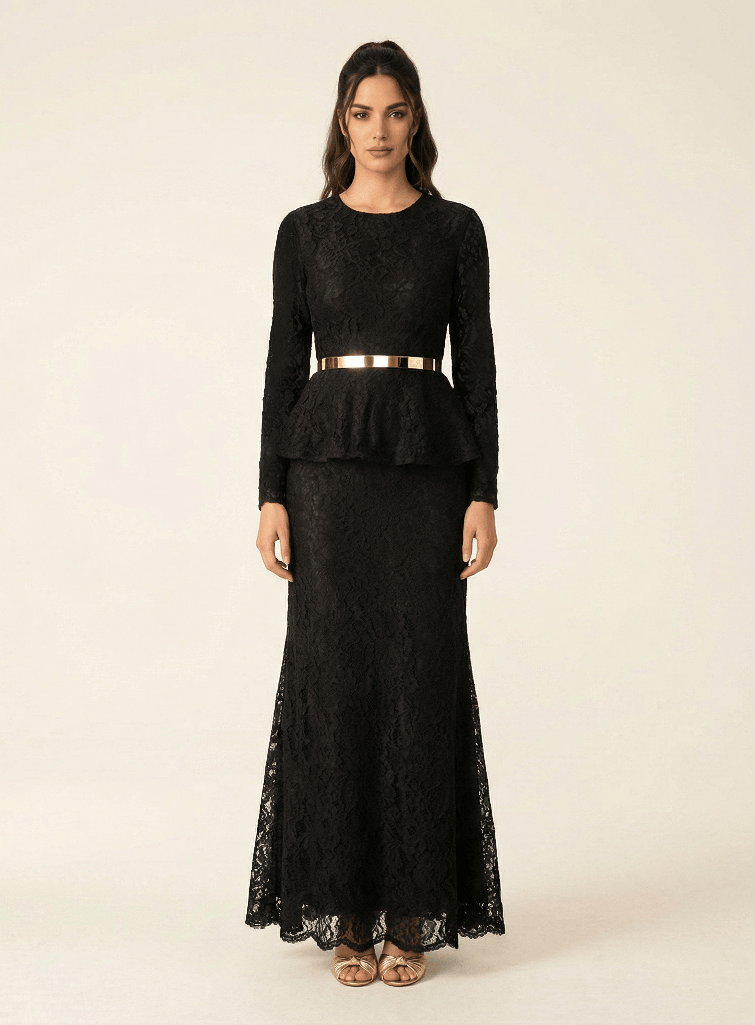 Elegant Lace peplum Dress Kabayare