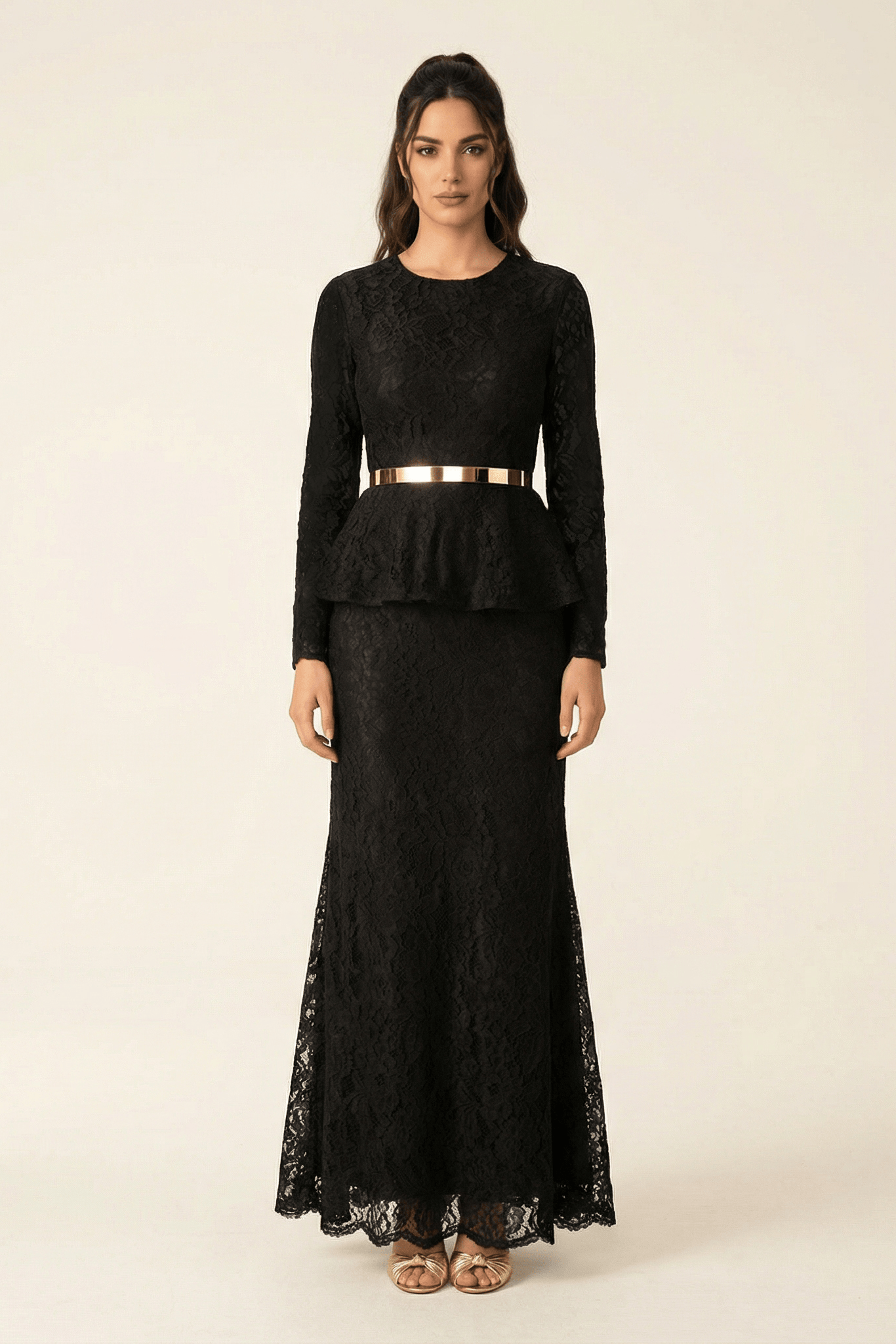 Elegant Lace peplum Dress Kabayare