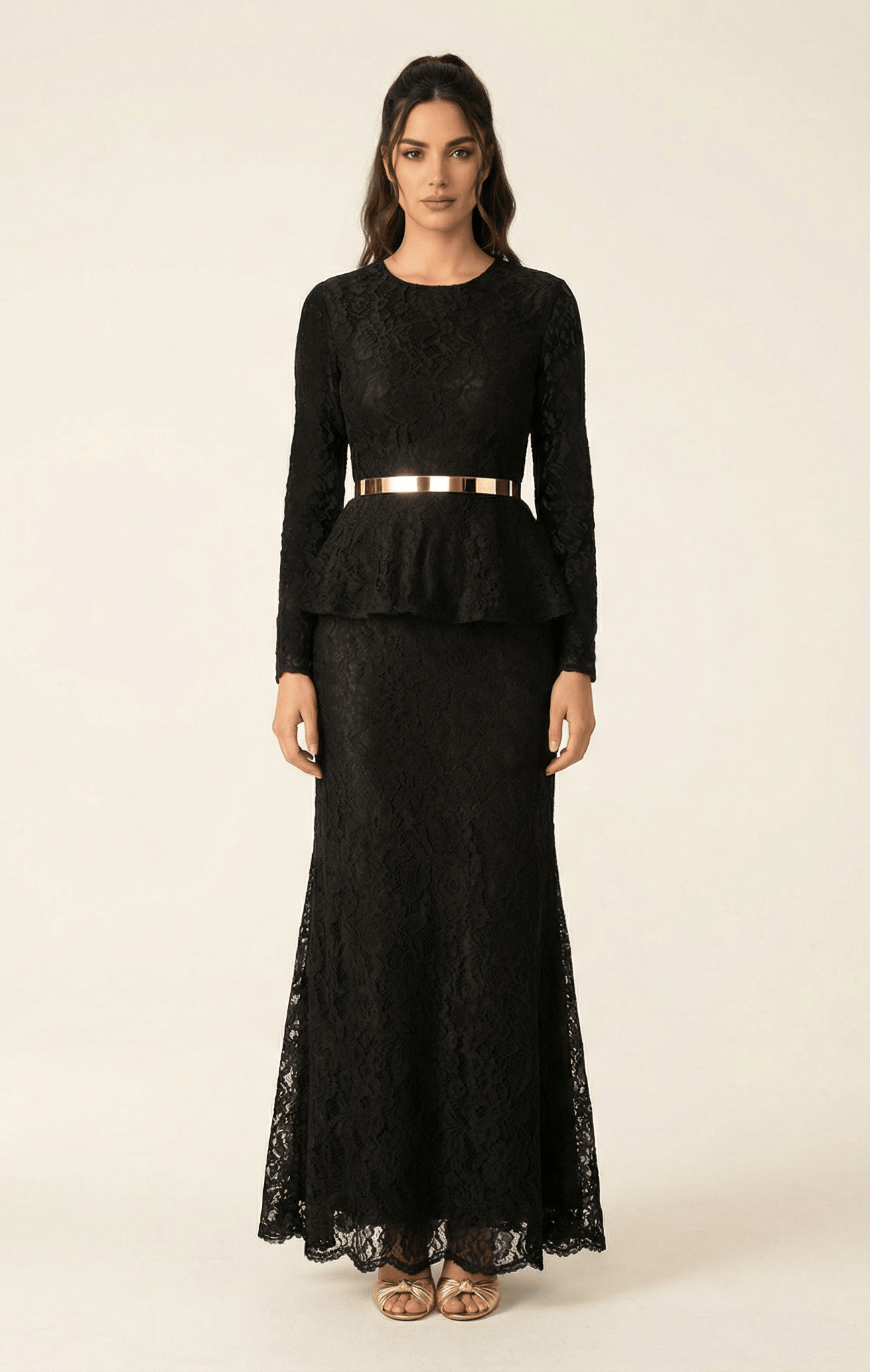 Elegant Lace peplum Dress Kabayare