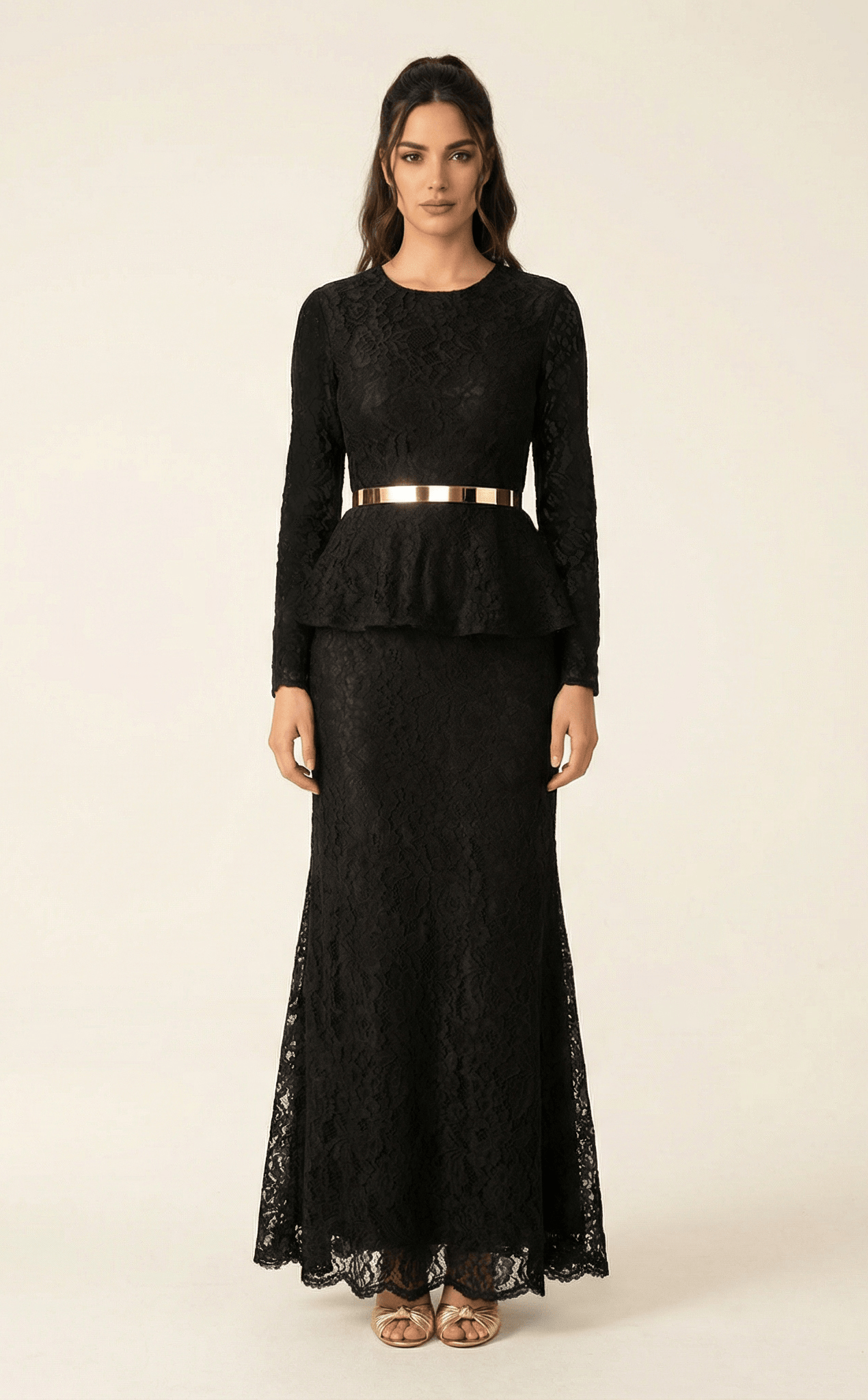 Elegant Lace peplum Dress Kabayare