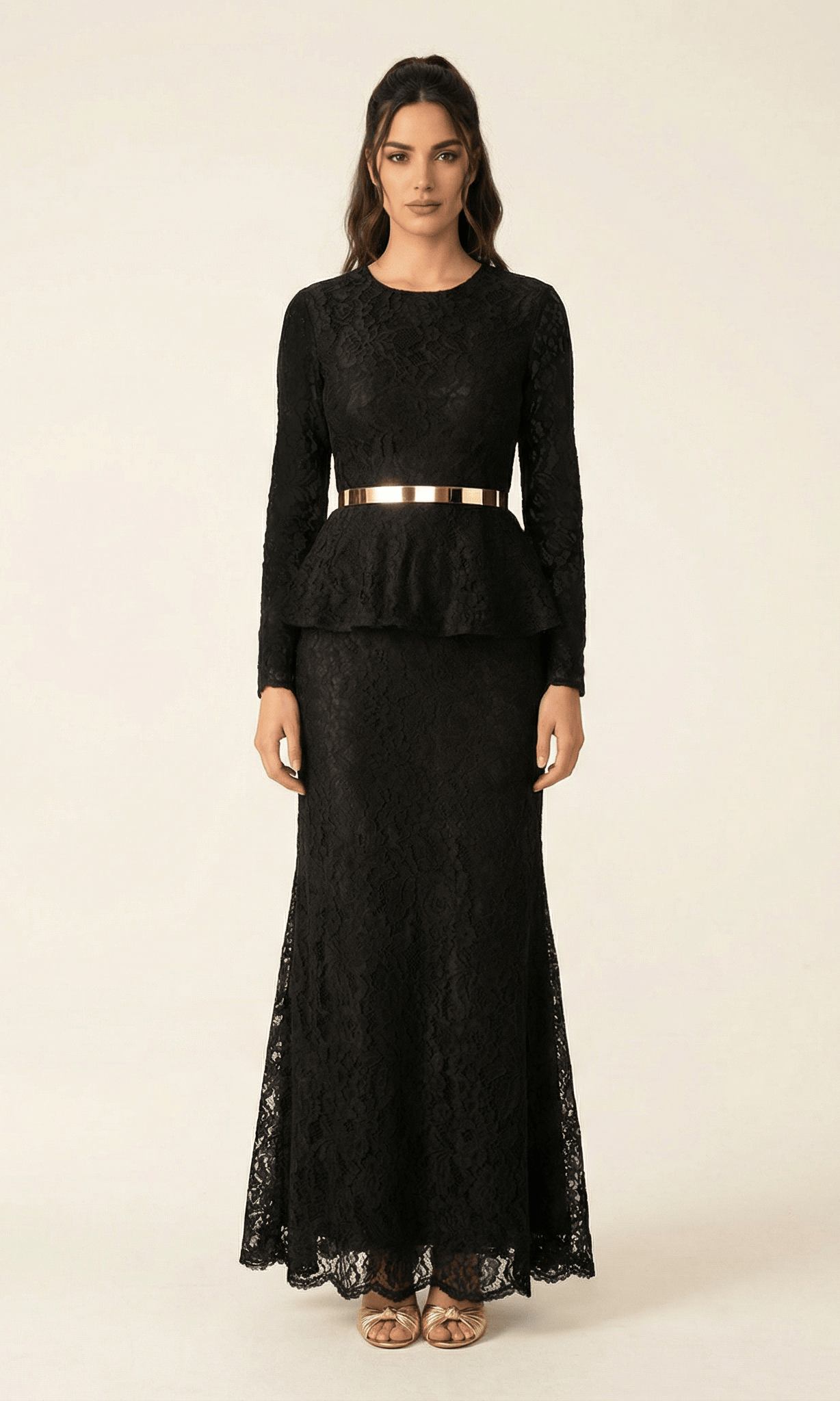 Elegant Lace peplum Dress Kabayare