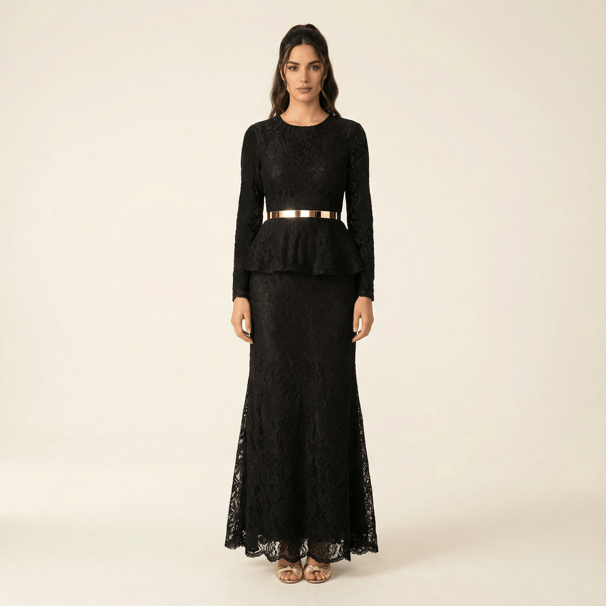 Elegant Lace peplum Dress Kabayare