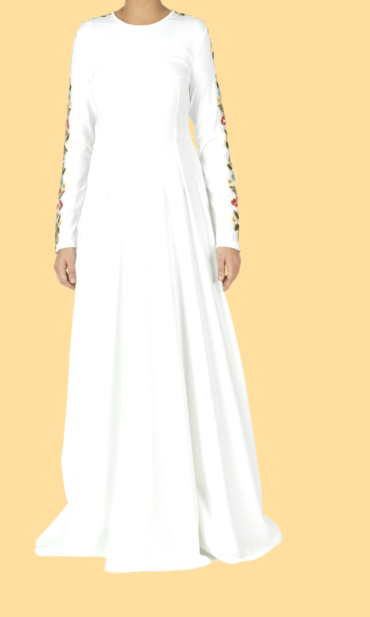 embroidery detail sleeve modest dress Kabayare