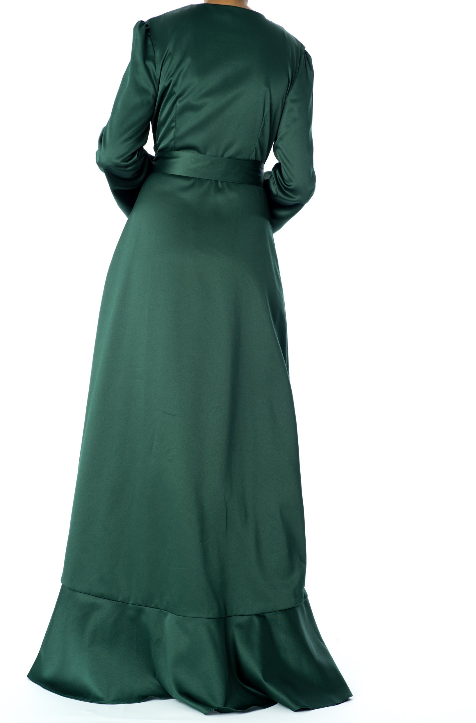 Emerald green Satin wrap Kimono dress Kabayare
