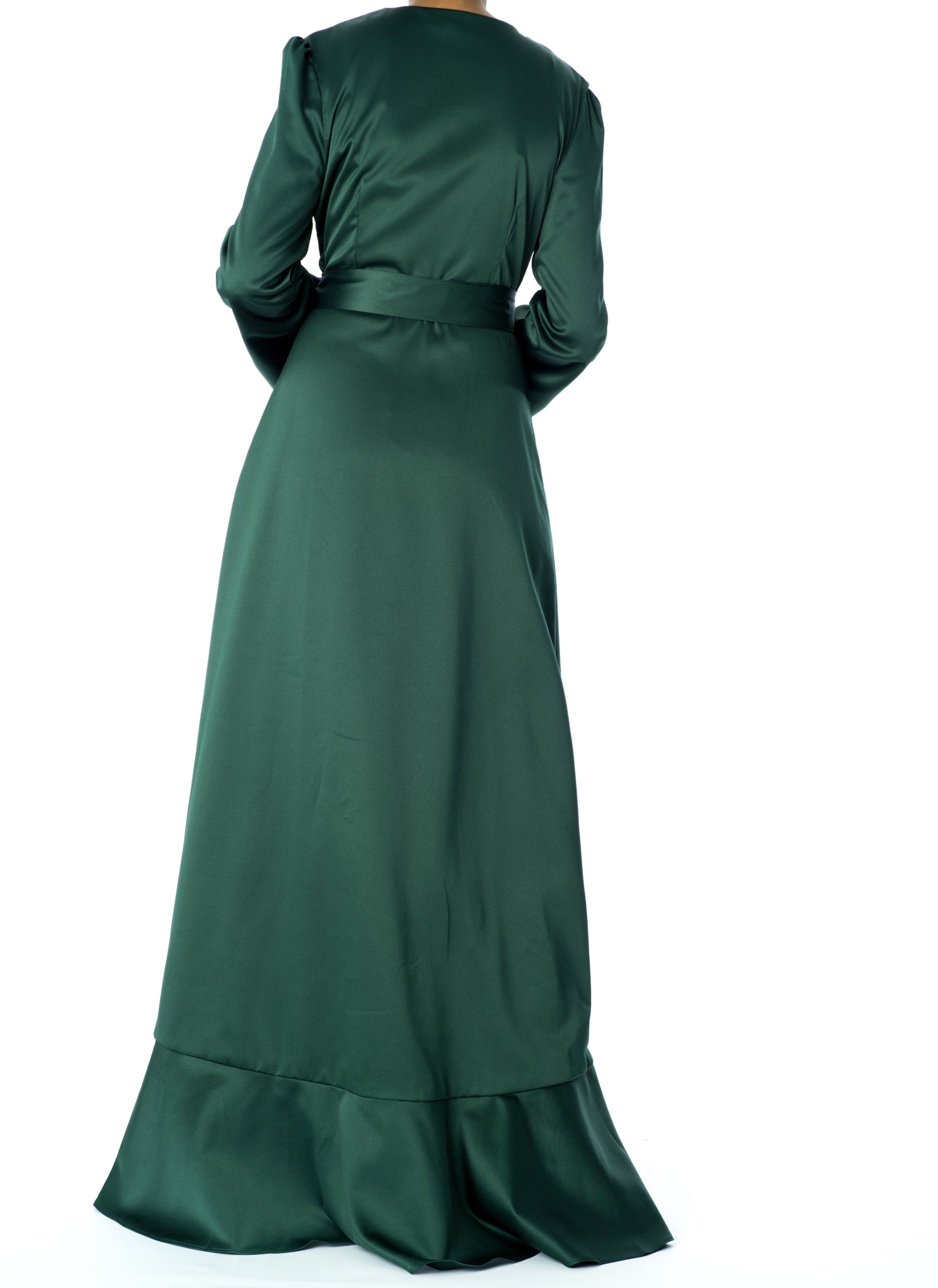 Emerald green Satin wrap Kimono dress Kabayare