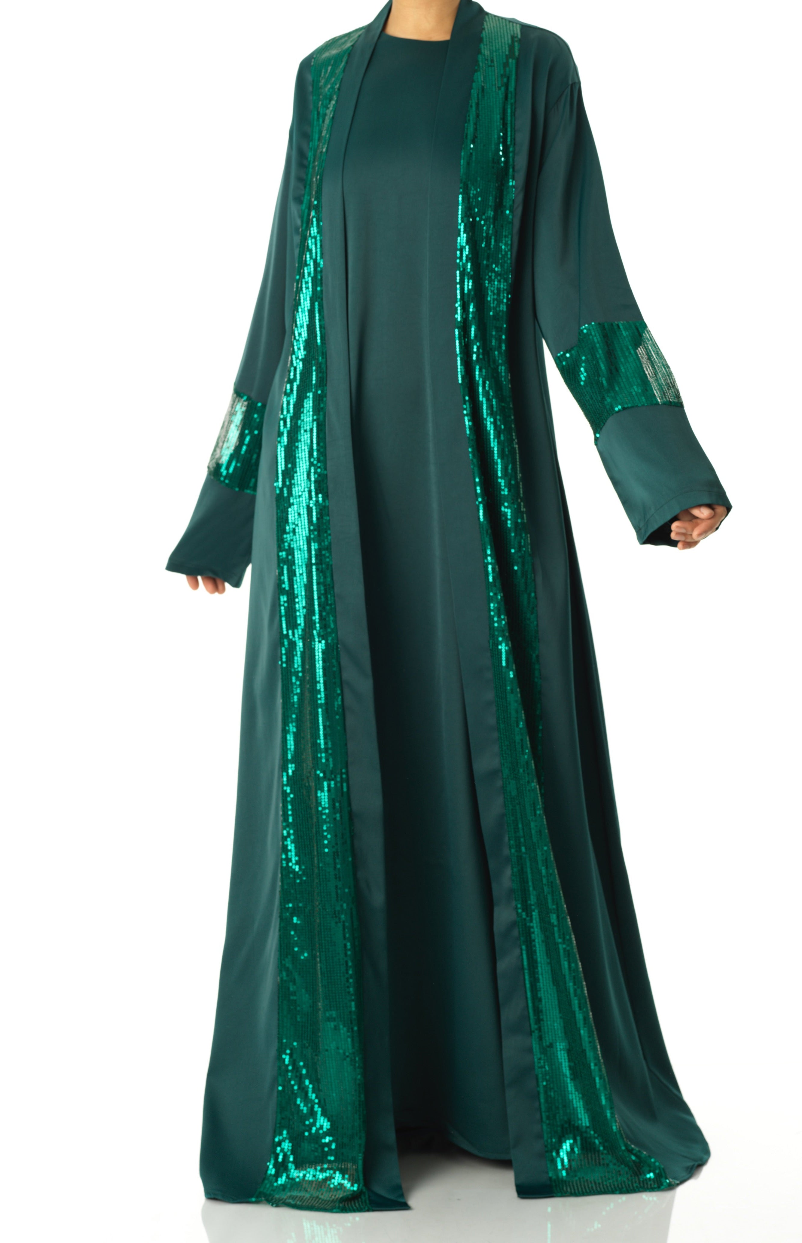 Emerald Malika sequin Abaya satin set Kabayare