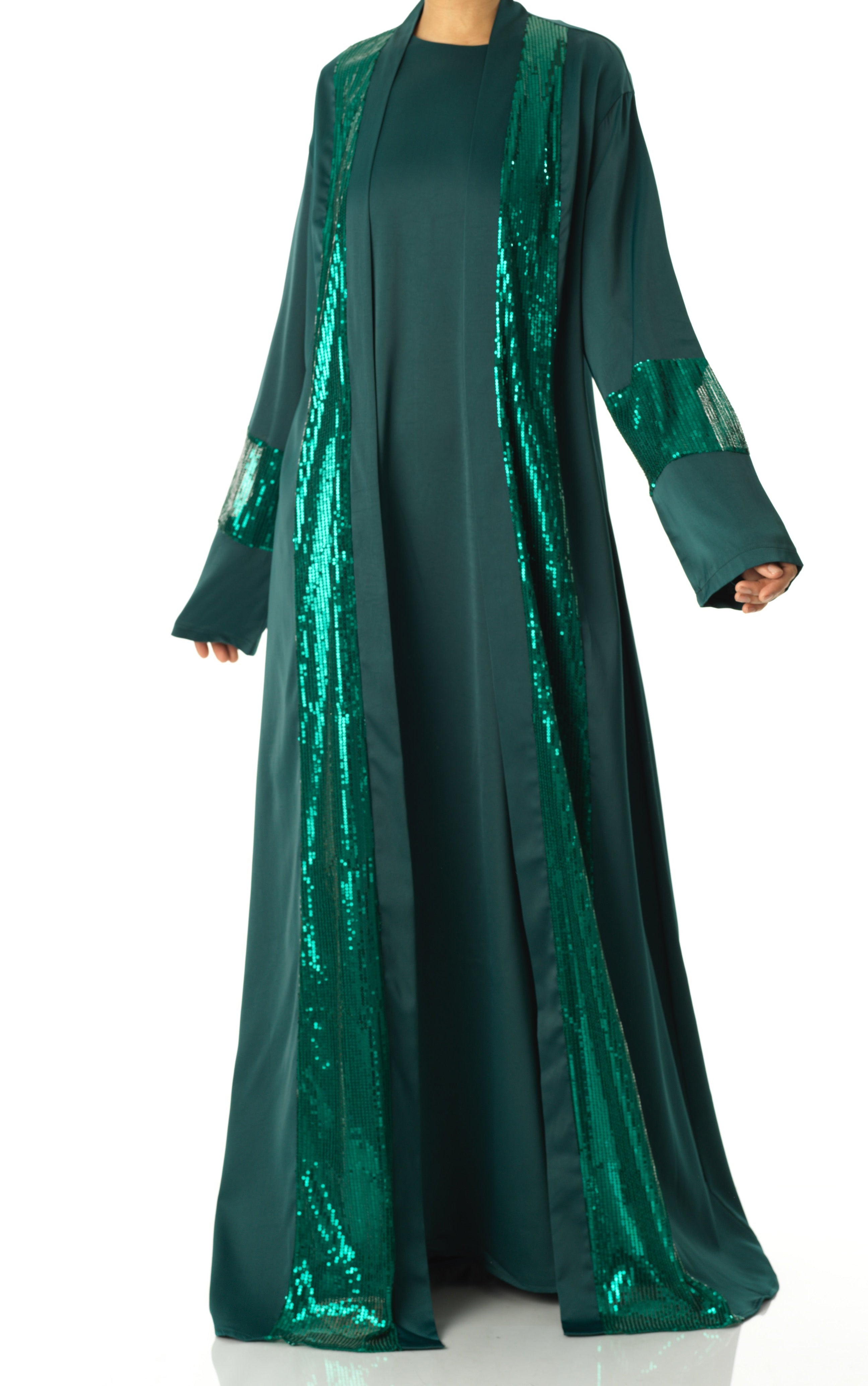 Emerald Malika sequin Abaya satin set Kabayare