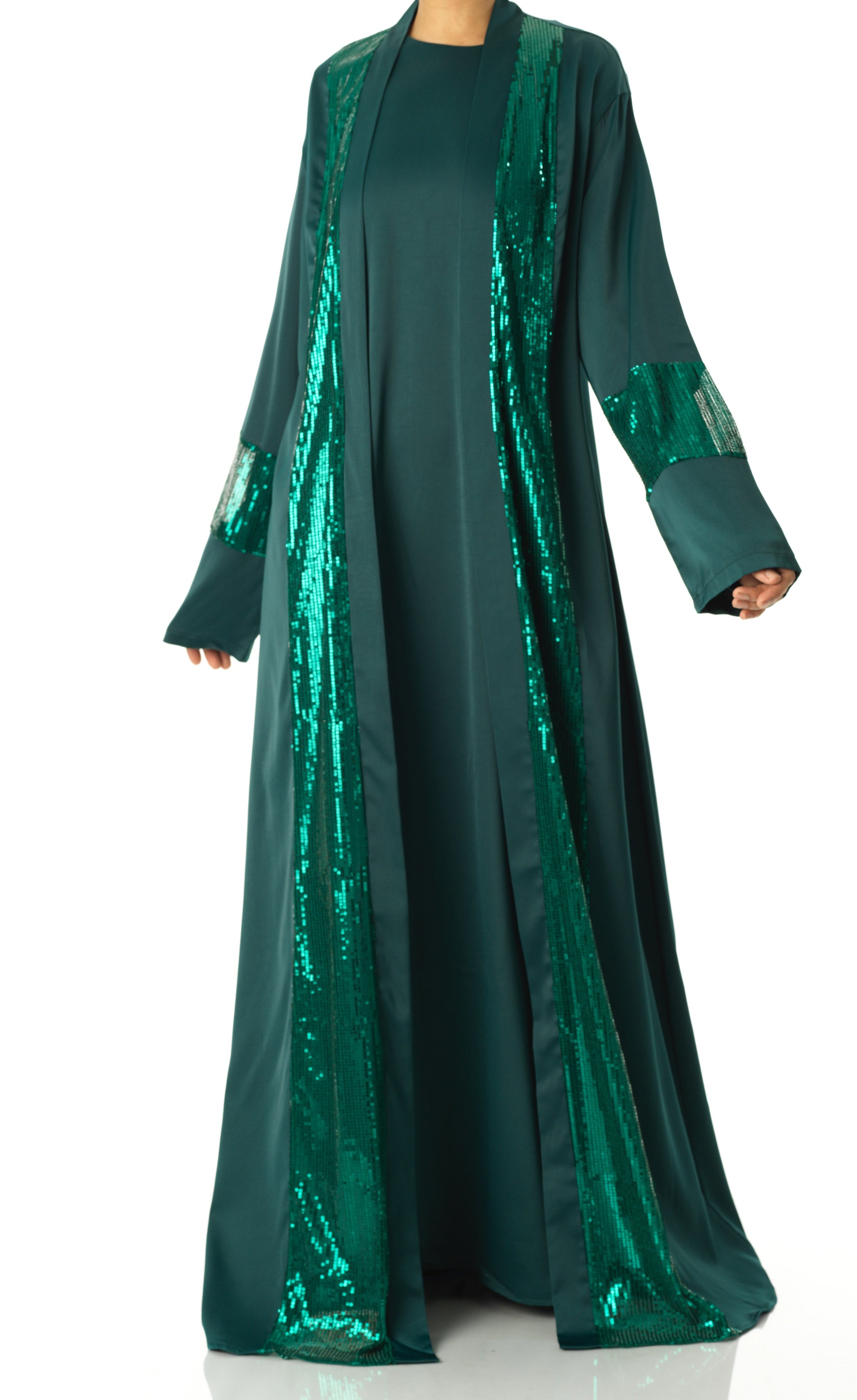Emerald Malika sequin Abaya satin set Kabayare