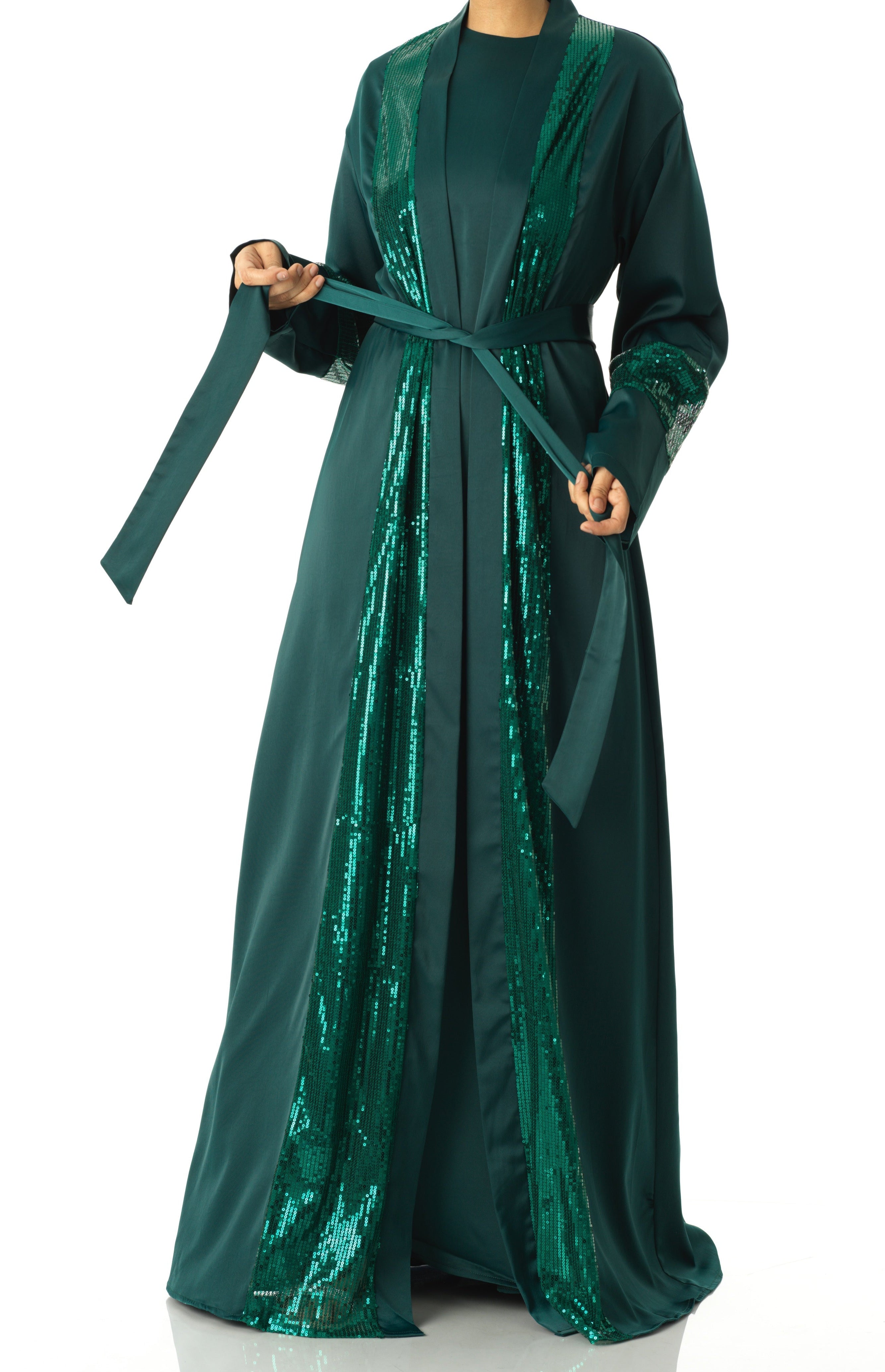 Emerald Malika sequin Abaya satin set Kabayare