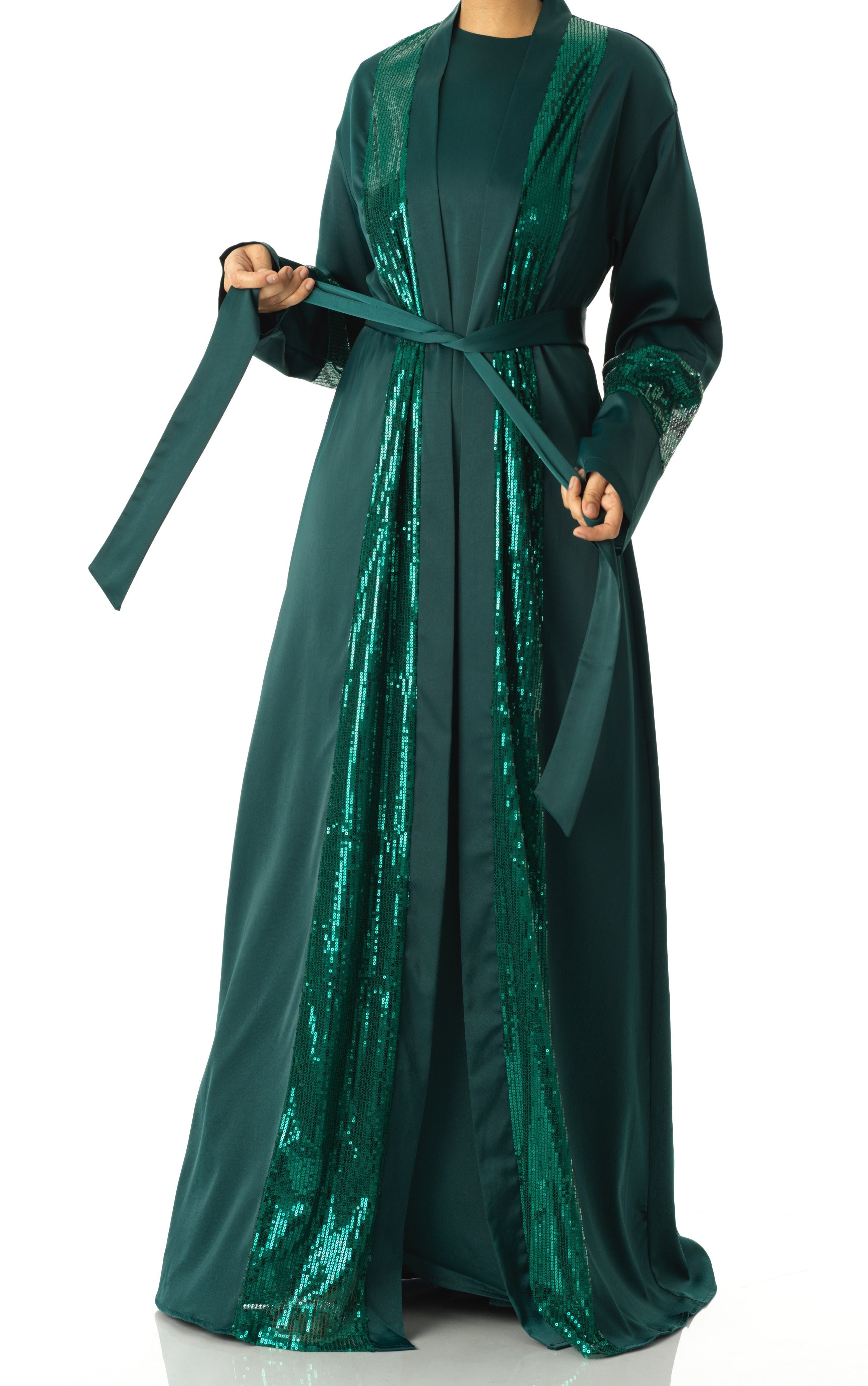 Emerald Malika sequin Abaya satin set Kabayare