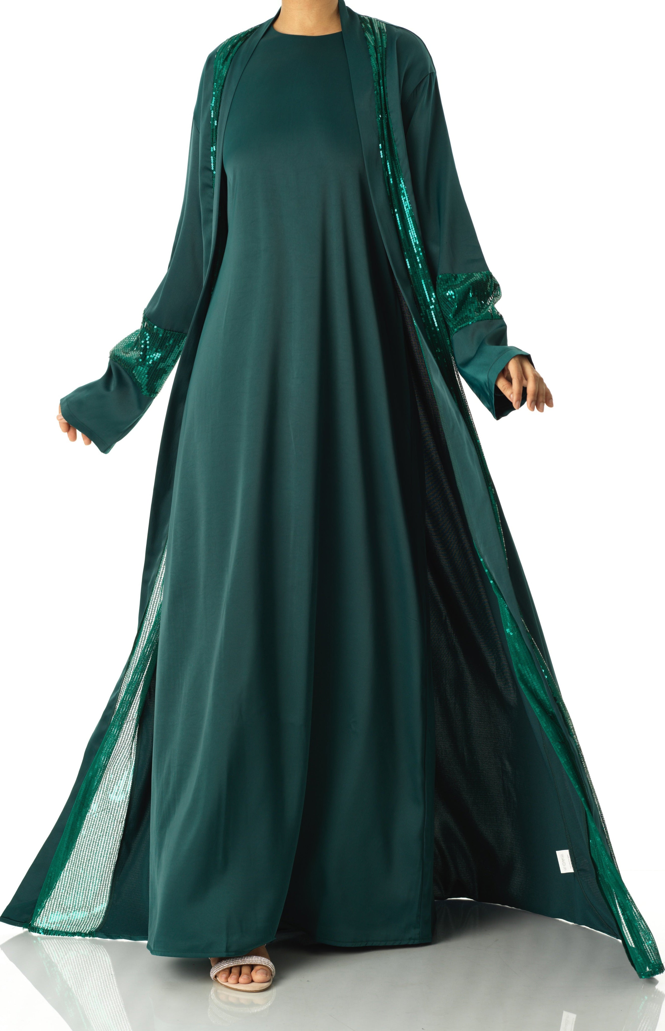 Emerald Malika sequin Abaya satin set Kabayare
