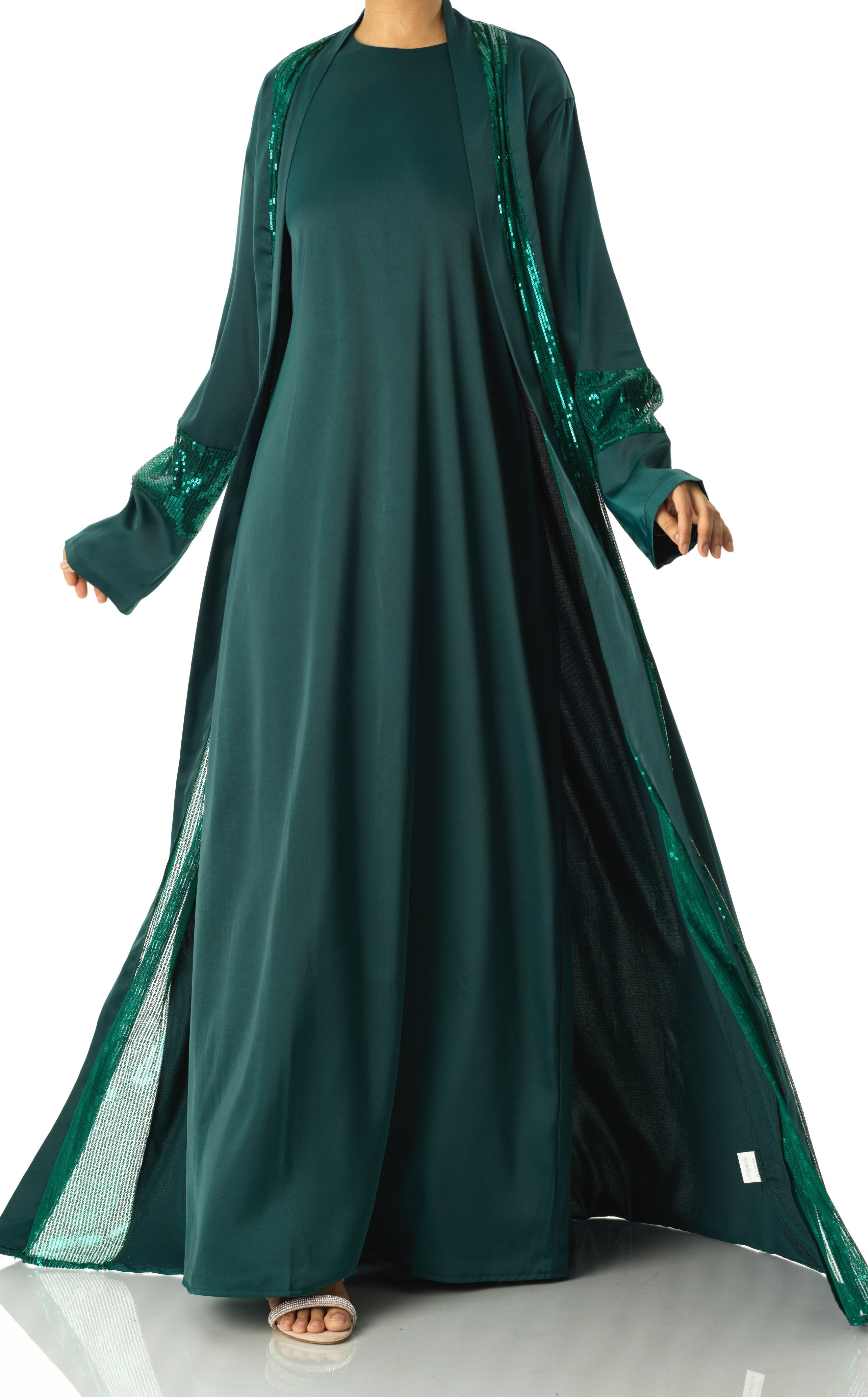 Emerald Malika sequin Abaya satin set Kabayare