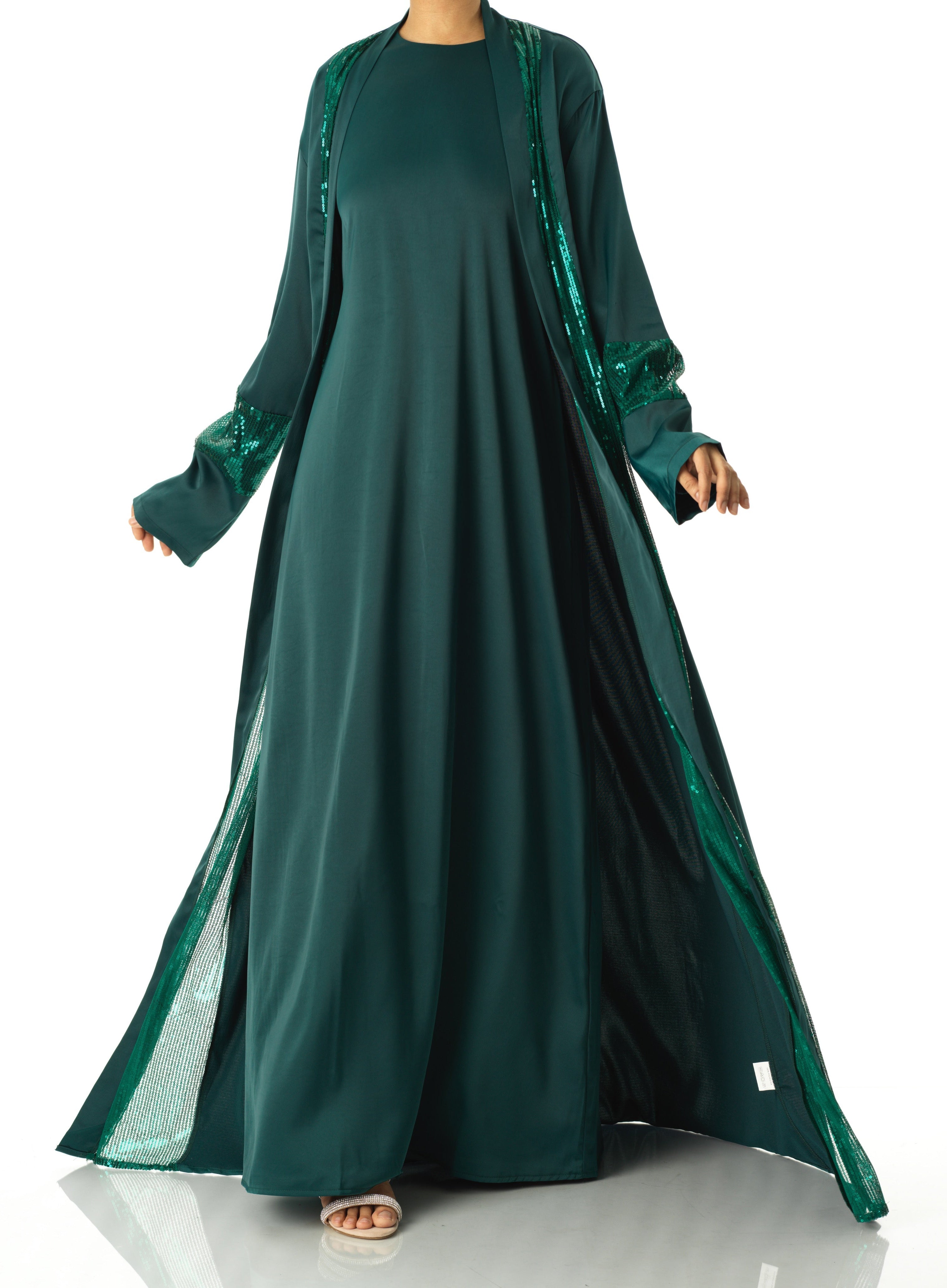 Emerald Malika sequin Abaya satin set Kabayare