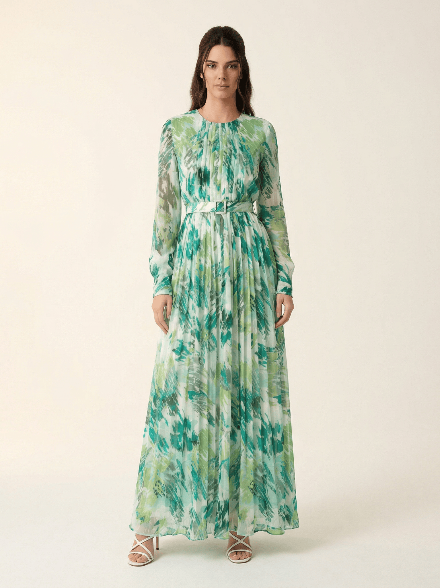 Fardowsa Abstract print silk chiffon shimmer Kabayare