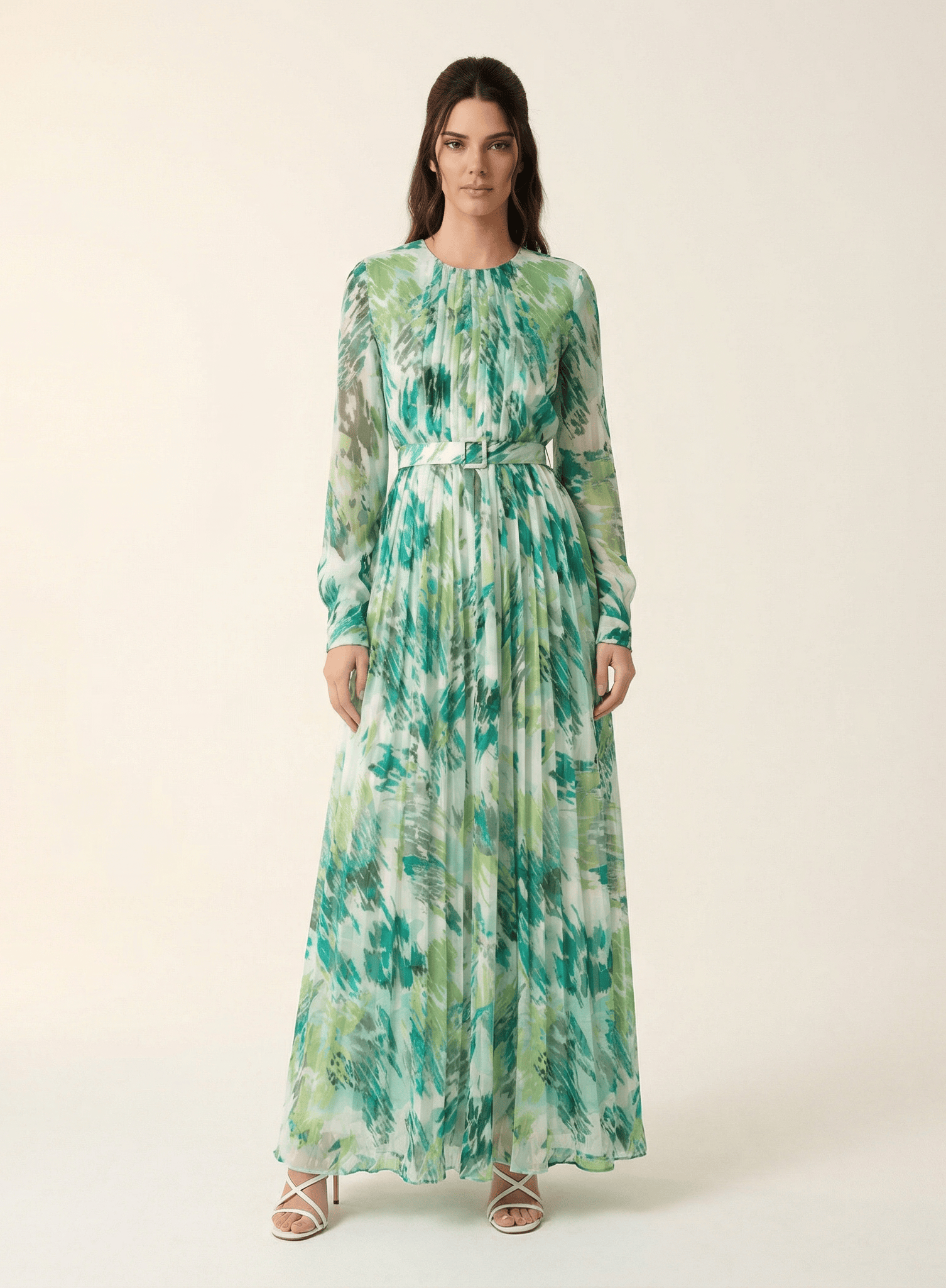 Fardowsa Abstract print silk chiffon shimmer Kabayare