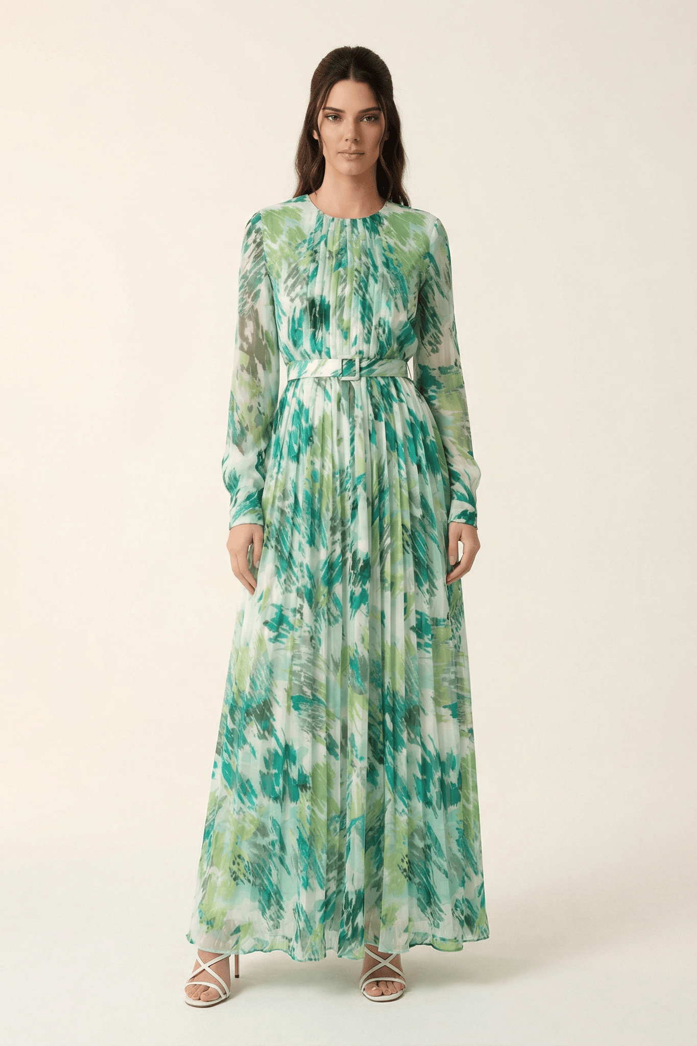 Fardowsa Abstract print silk chiffon shimmer Kabayare