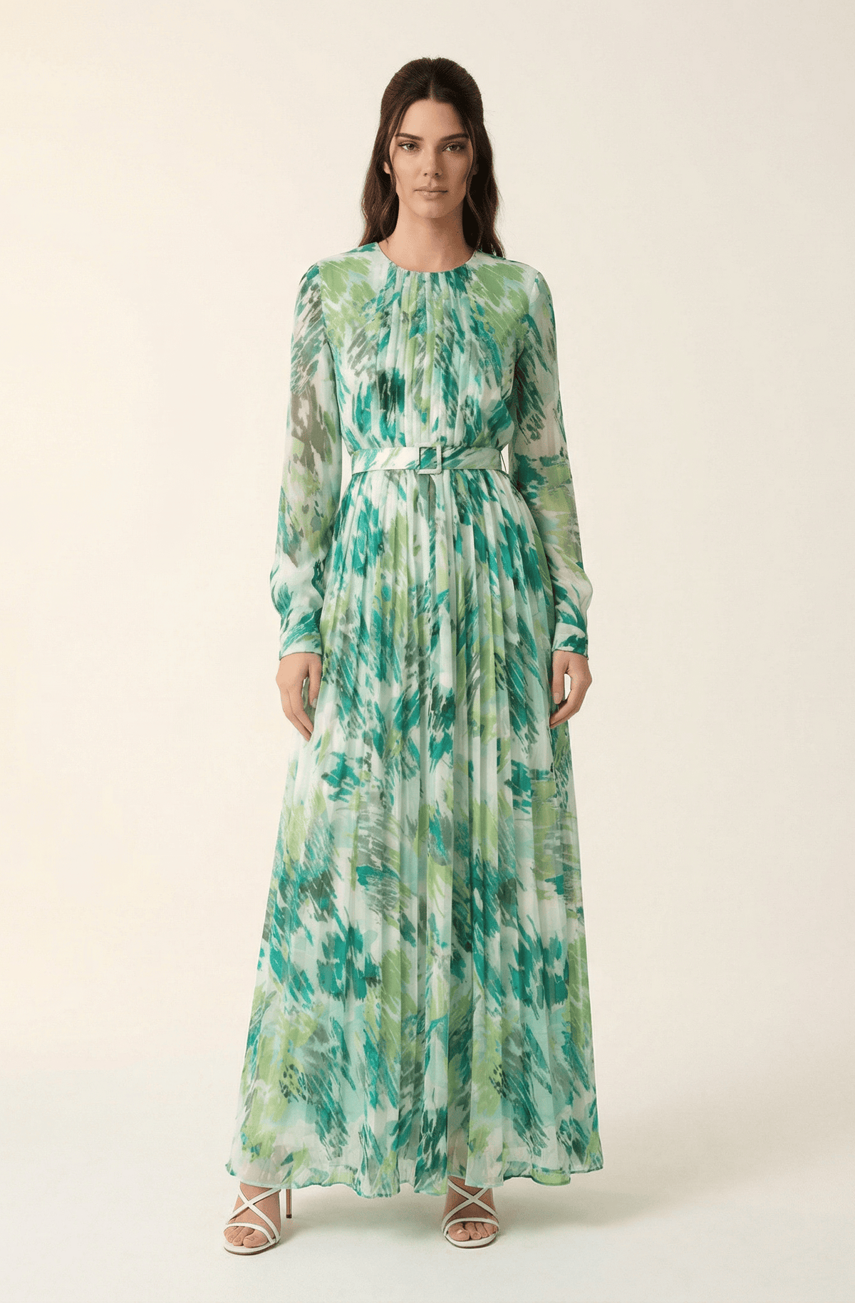 Fardowsa Abstract print silk chiffon shimmer Kabayare