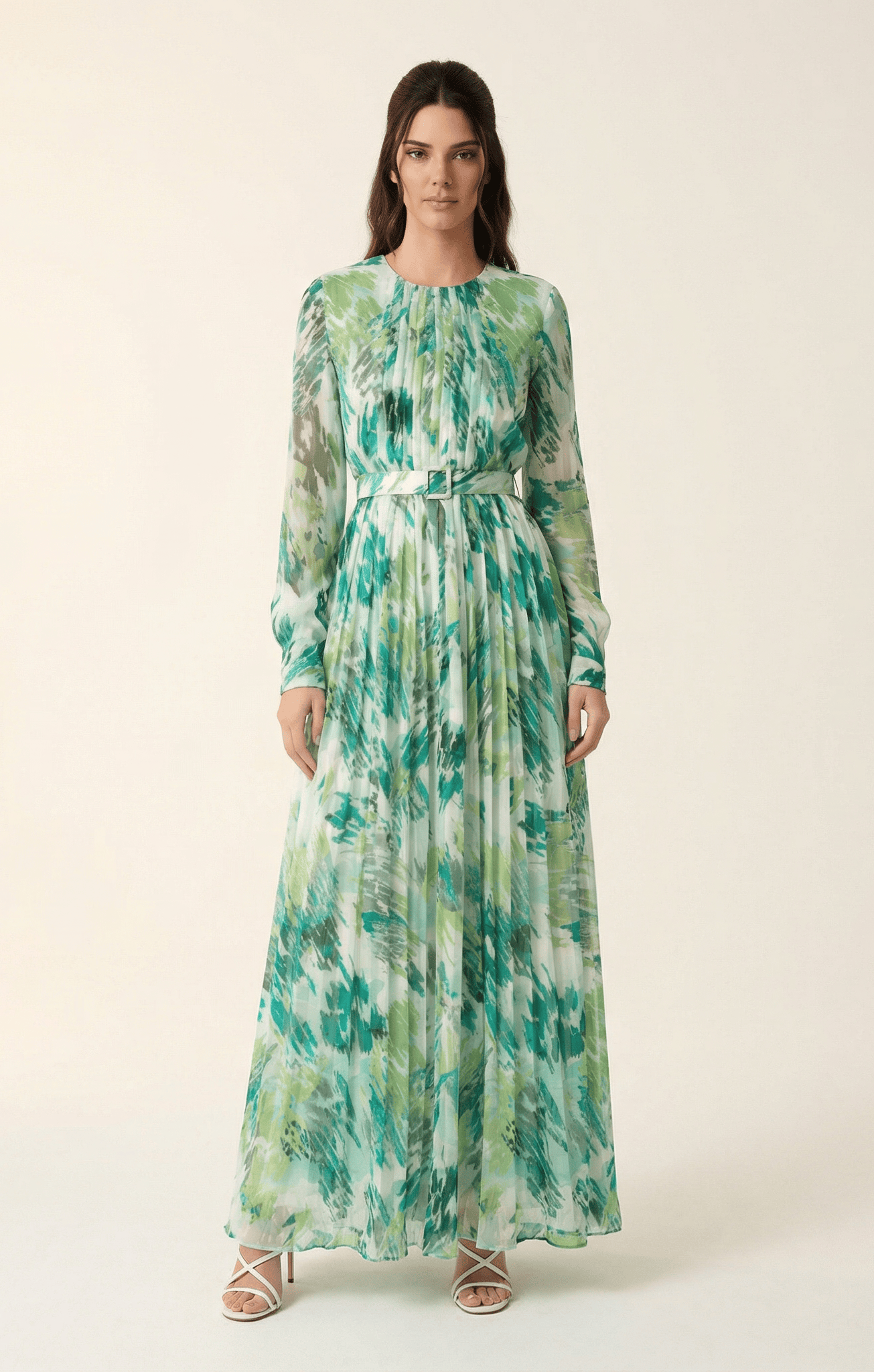 Fardowsa Abstract print silk chiffon shimmer Kabayare