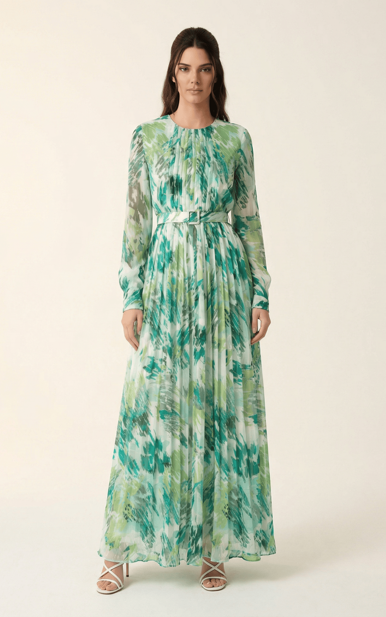 Fardowsa Abstract print silk chiffon shimmer Kabayare