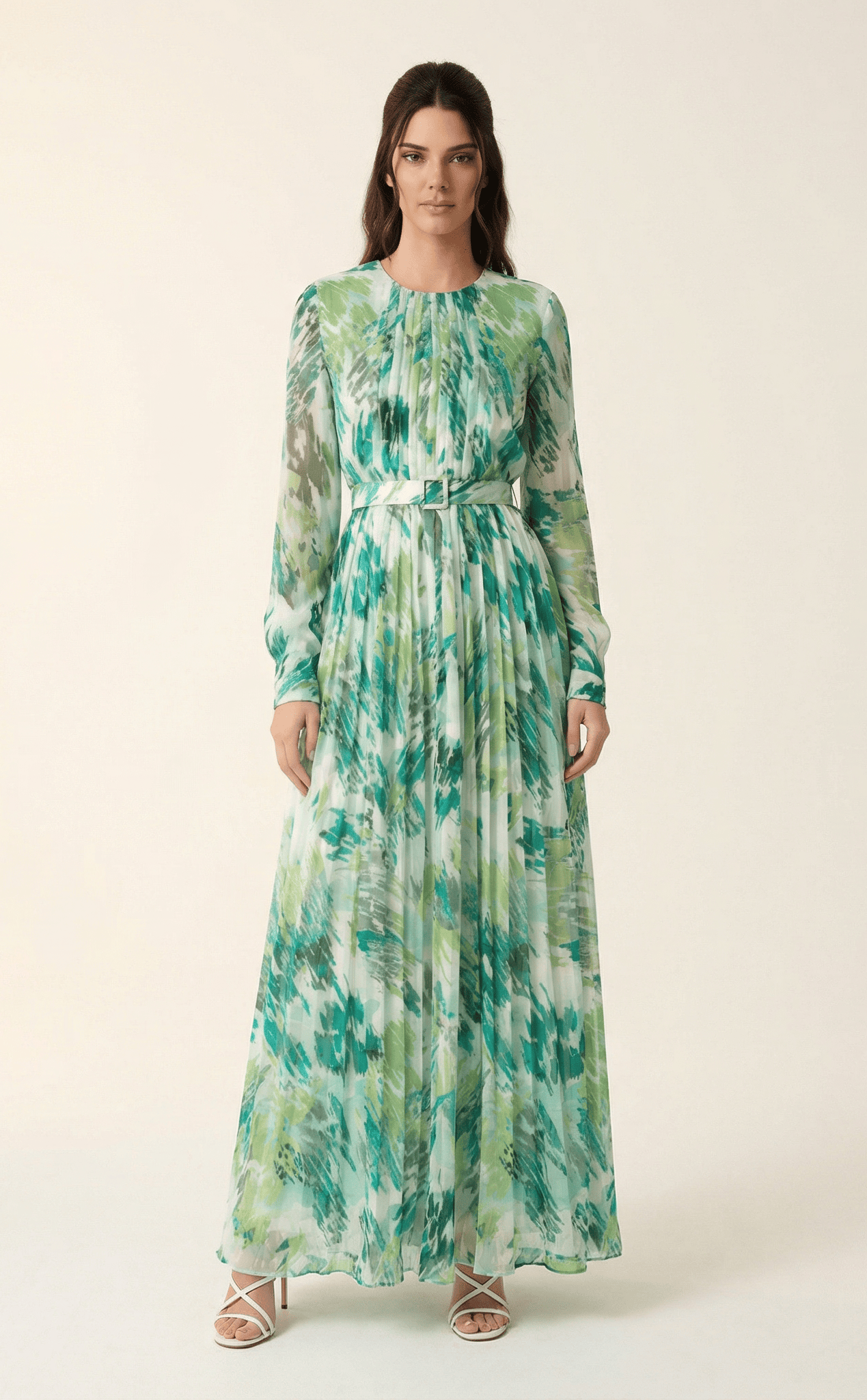 Fardowsa Abstract print silk chiffon shimmer Kabayare