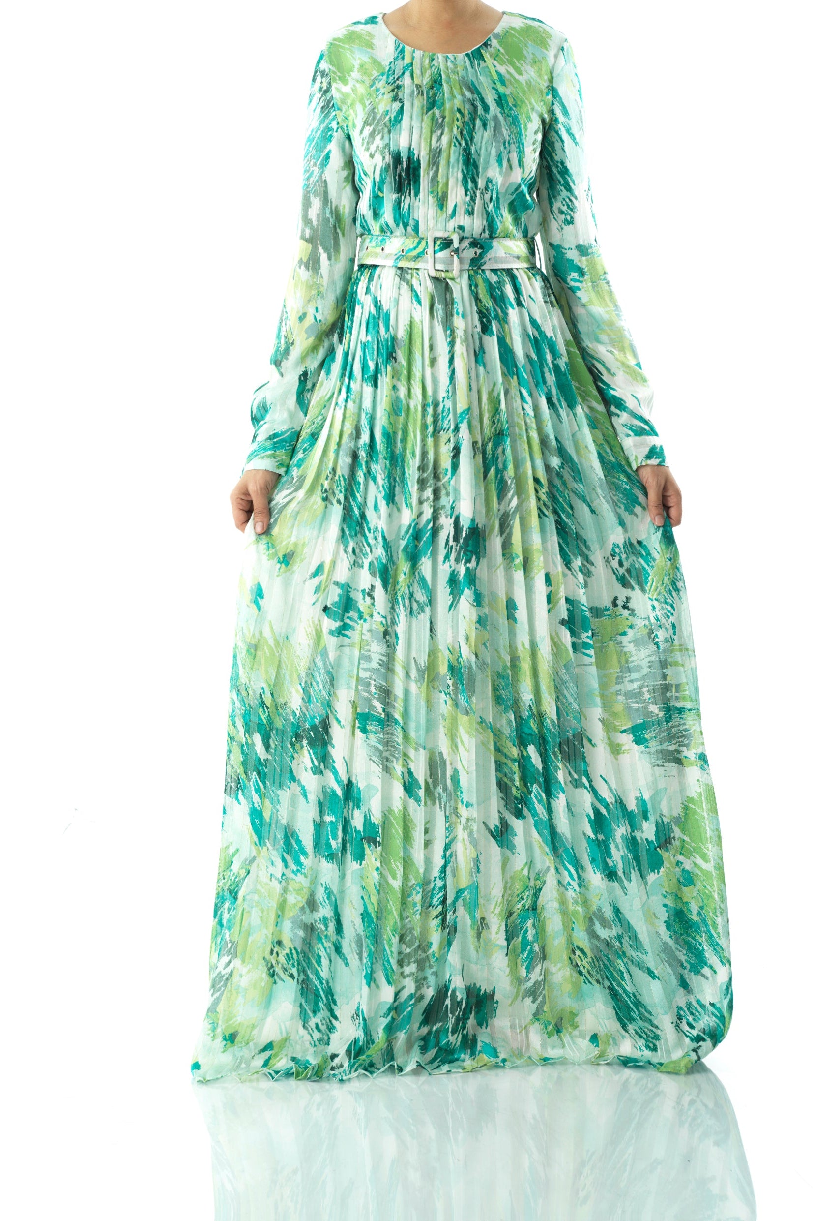 Fardowsa Abstract print silk chiffon shimmer Kabayare