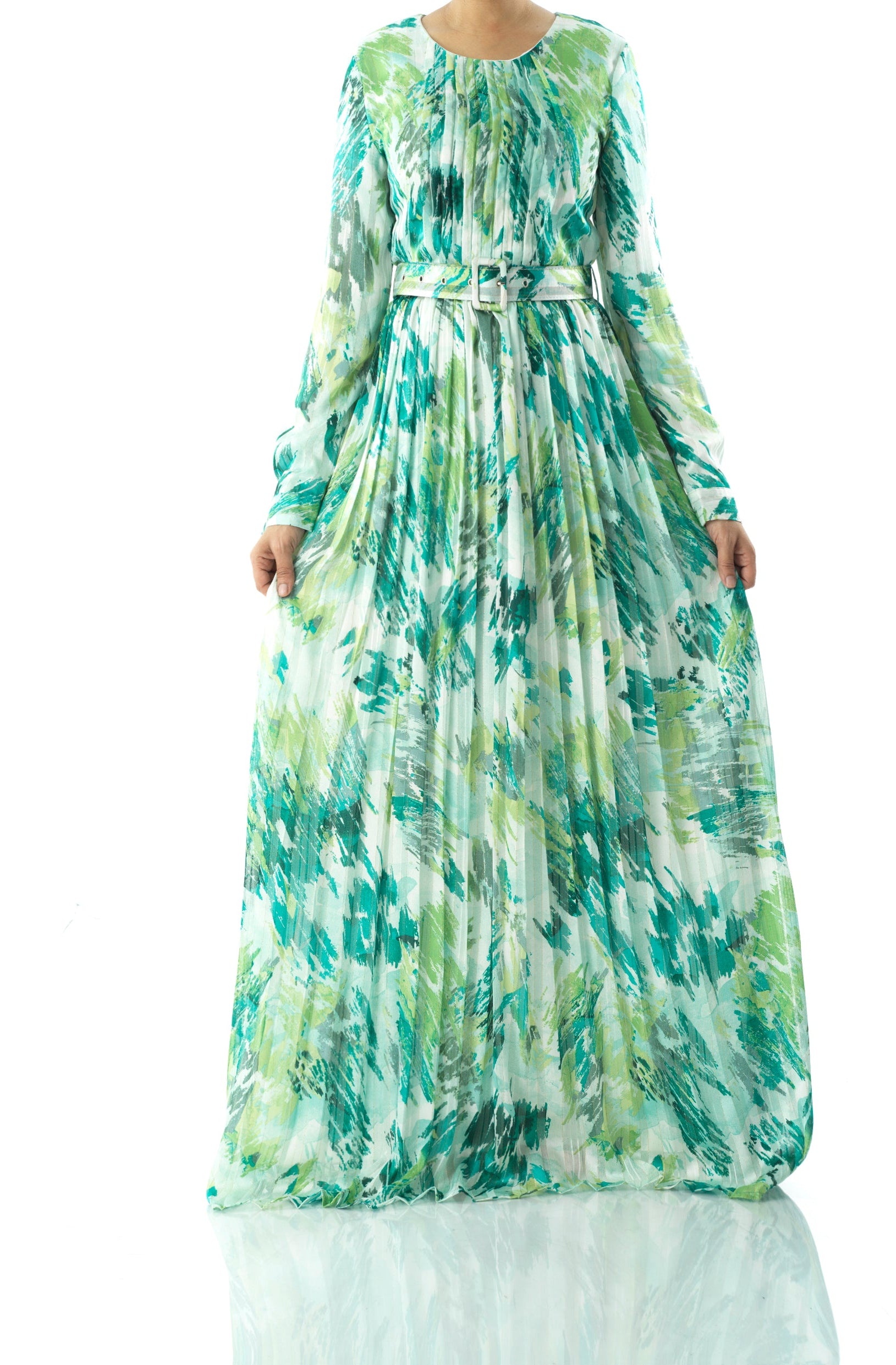 Fardowsa Abstract print silk chiffon shimmer Kabayare