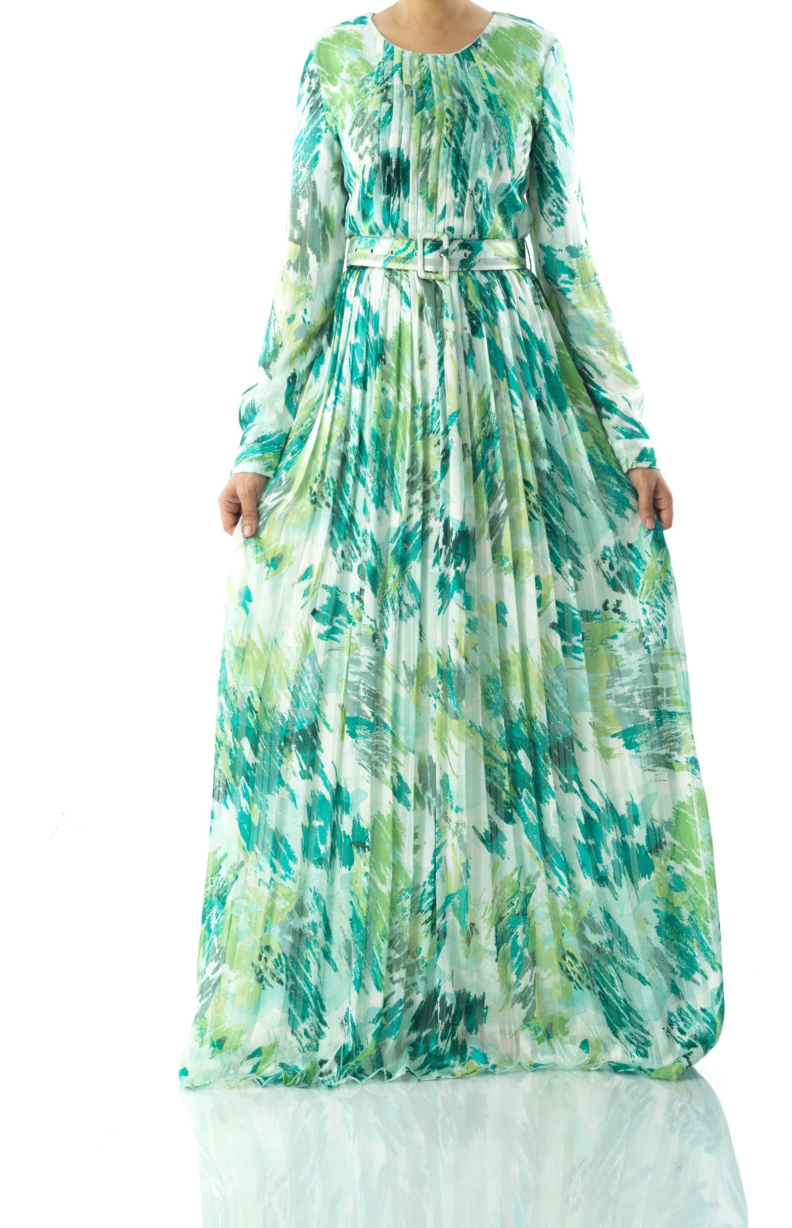 Fardowsa Abstract print silk chiffon shimmer Kabayare