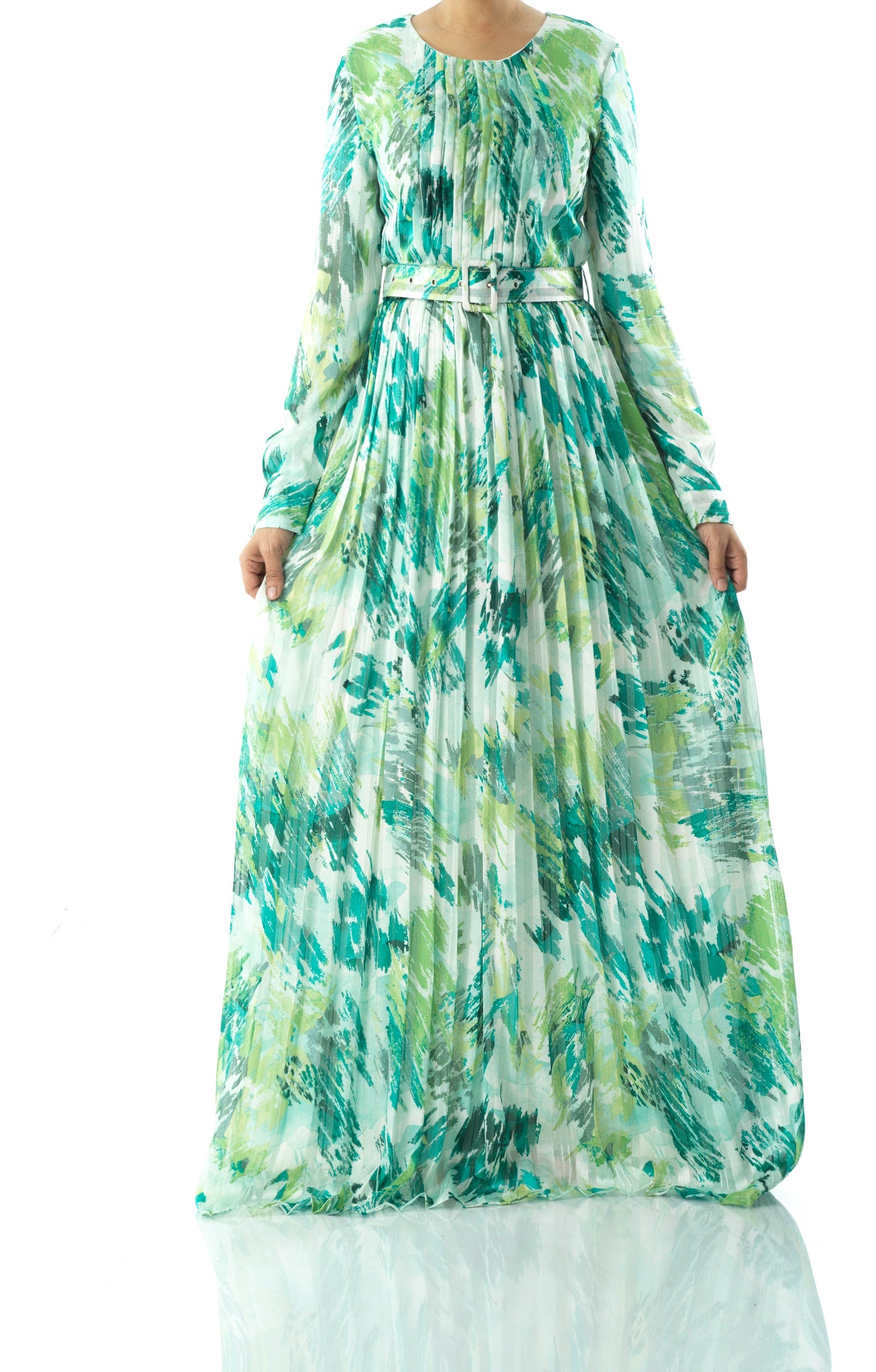 Fardowsa Abstract print silk chiffon shimmer Kabayare