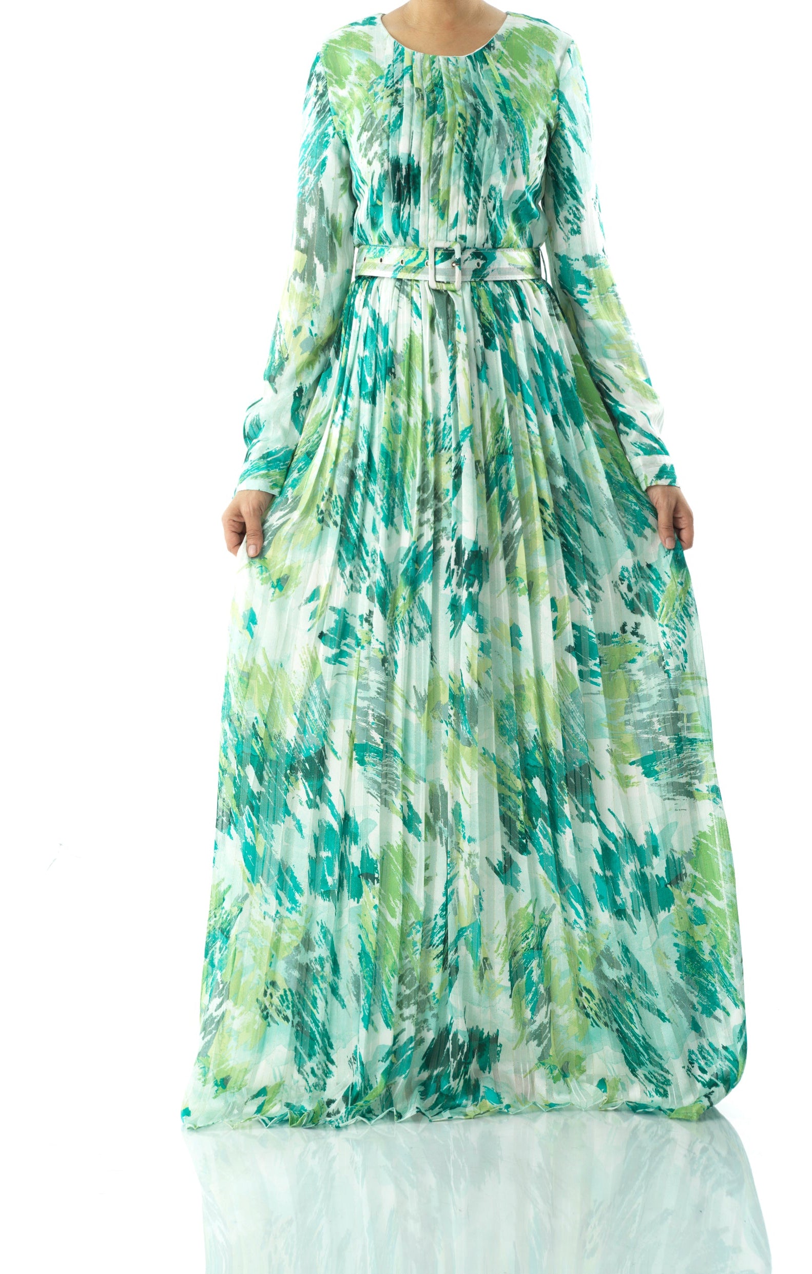 Fardowsa Abstract print silk chiffon shimmer Kabayare
