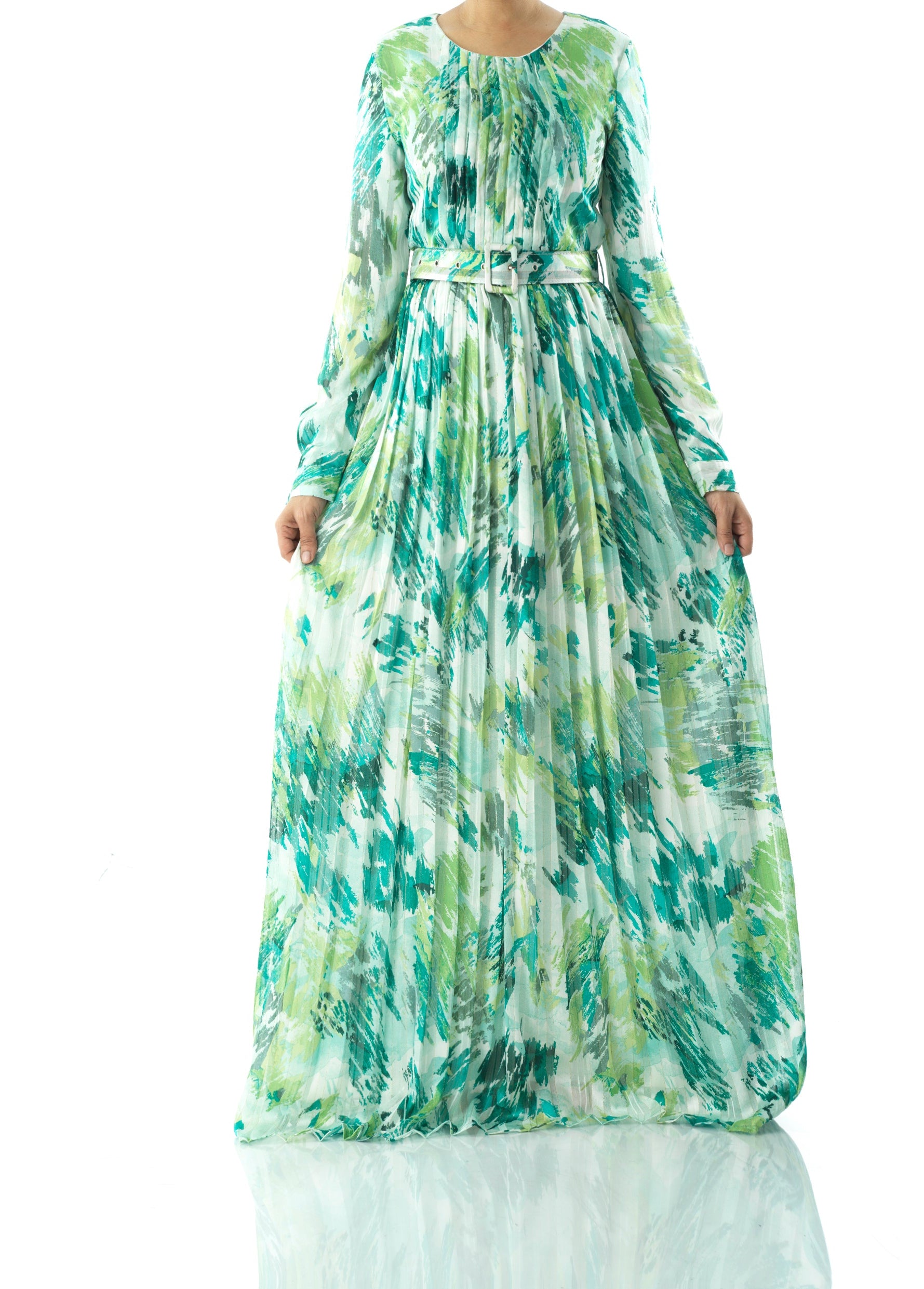 Fardowsa Abstract print silk chiffon shimmer Kabayare
