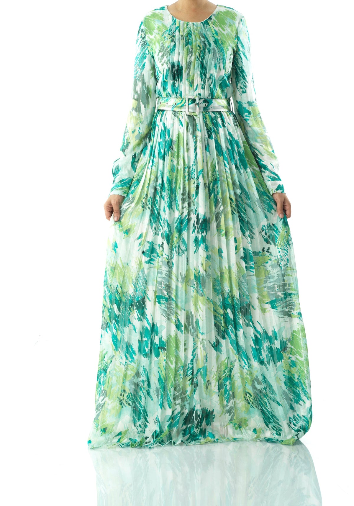 Fardowsa Abstract print silk chiffon shimmer Kabayare