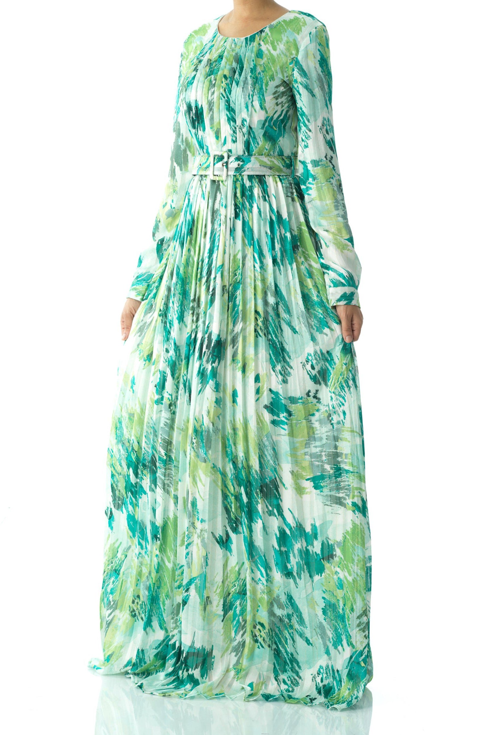 Fardowsa Abstract print silk chiffon shimmer Kabayare