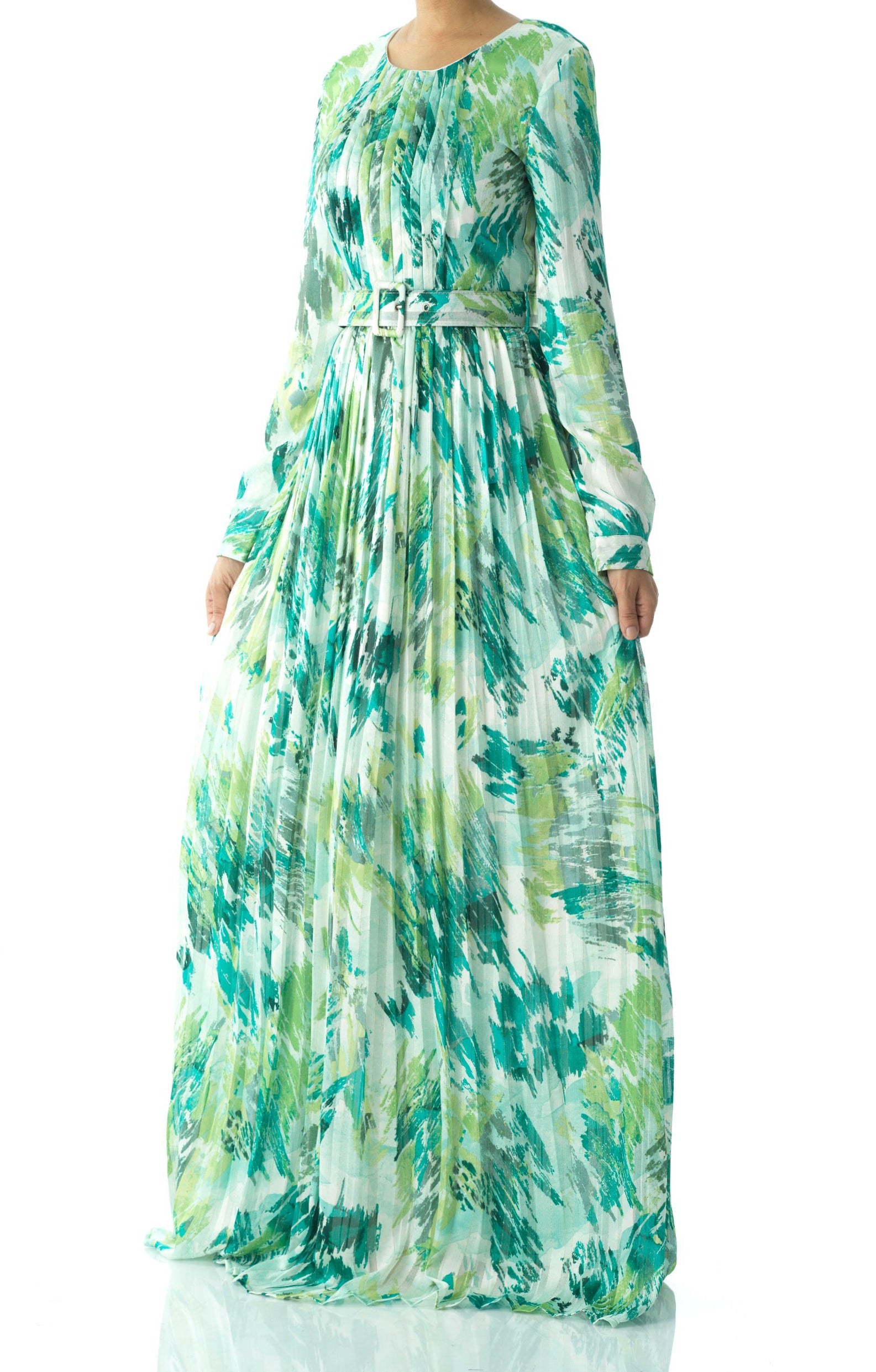Fardowsa Abstract print silk chiffon shimmer Kabayare