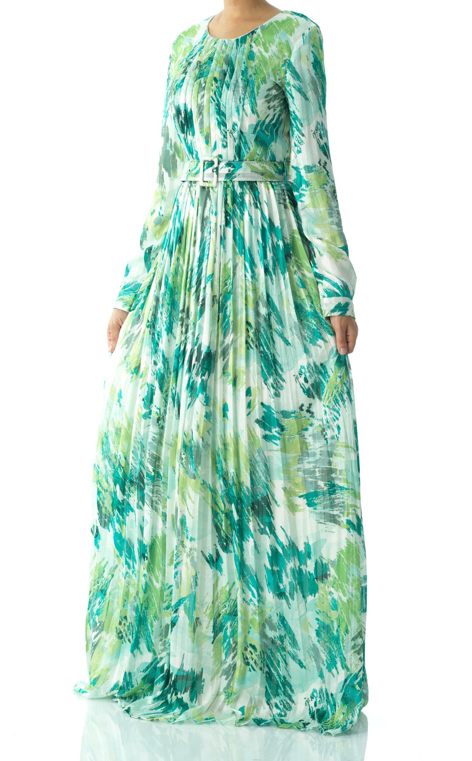 Fardowsa Abstract print silk chiffon shimmer Kabayare