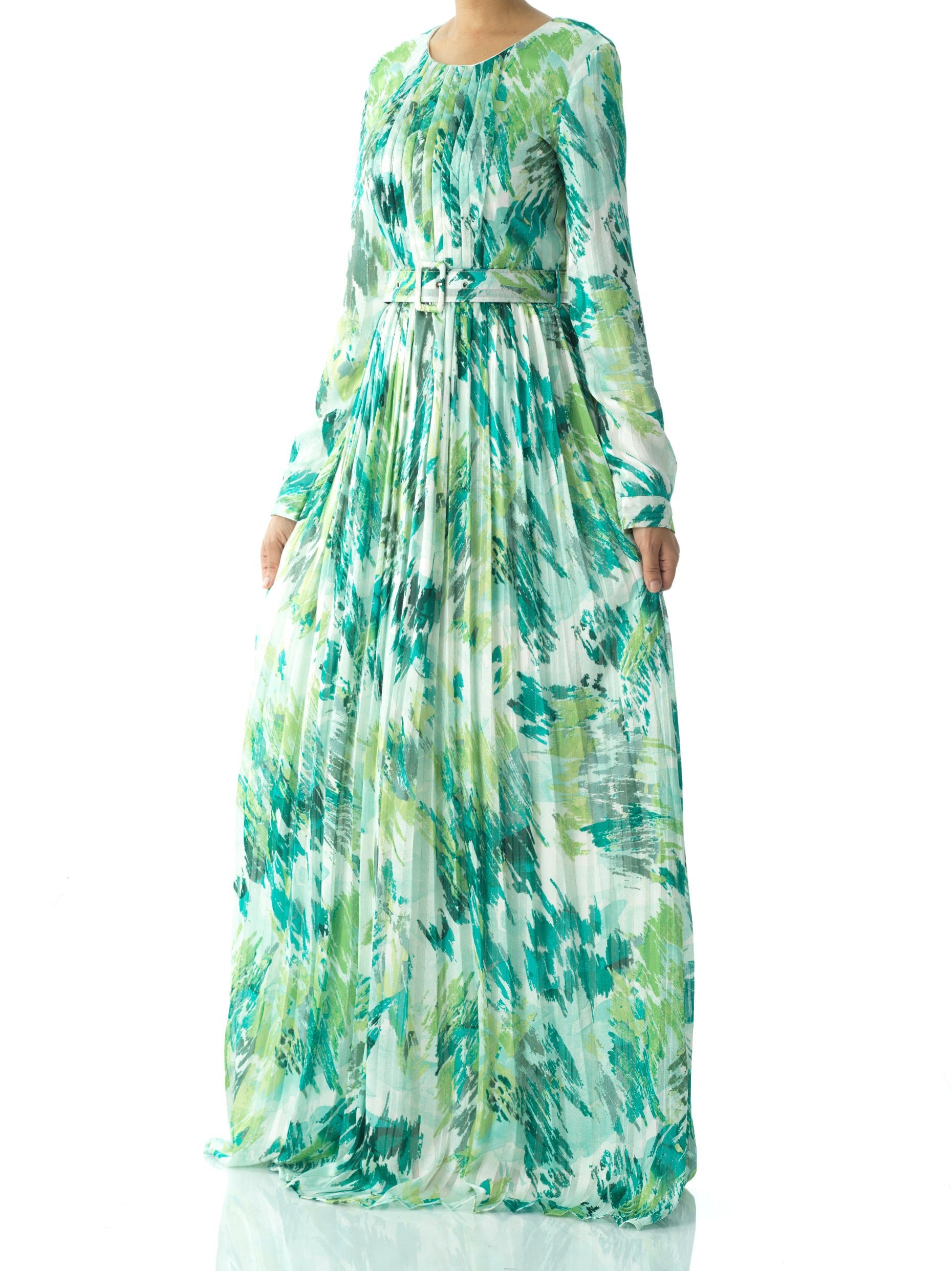 Fardowsa Abstract print silk chiffon shimmer Kabayare